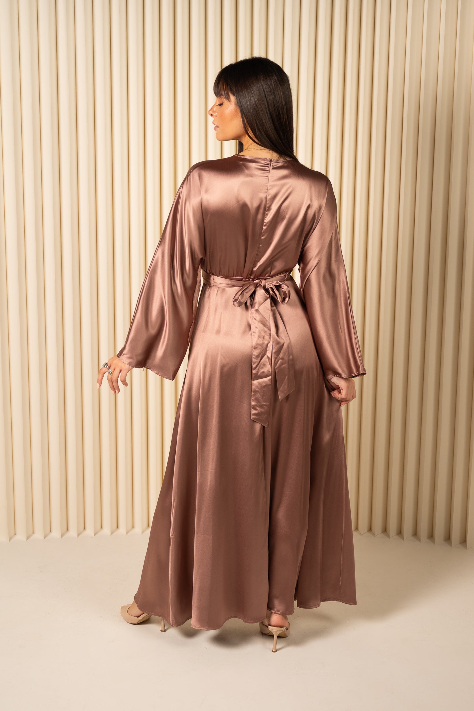 Dallal Women's Satin Tie Back Dress - Elegant Evening Gown for Parties, Weddings & Special Occasions