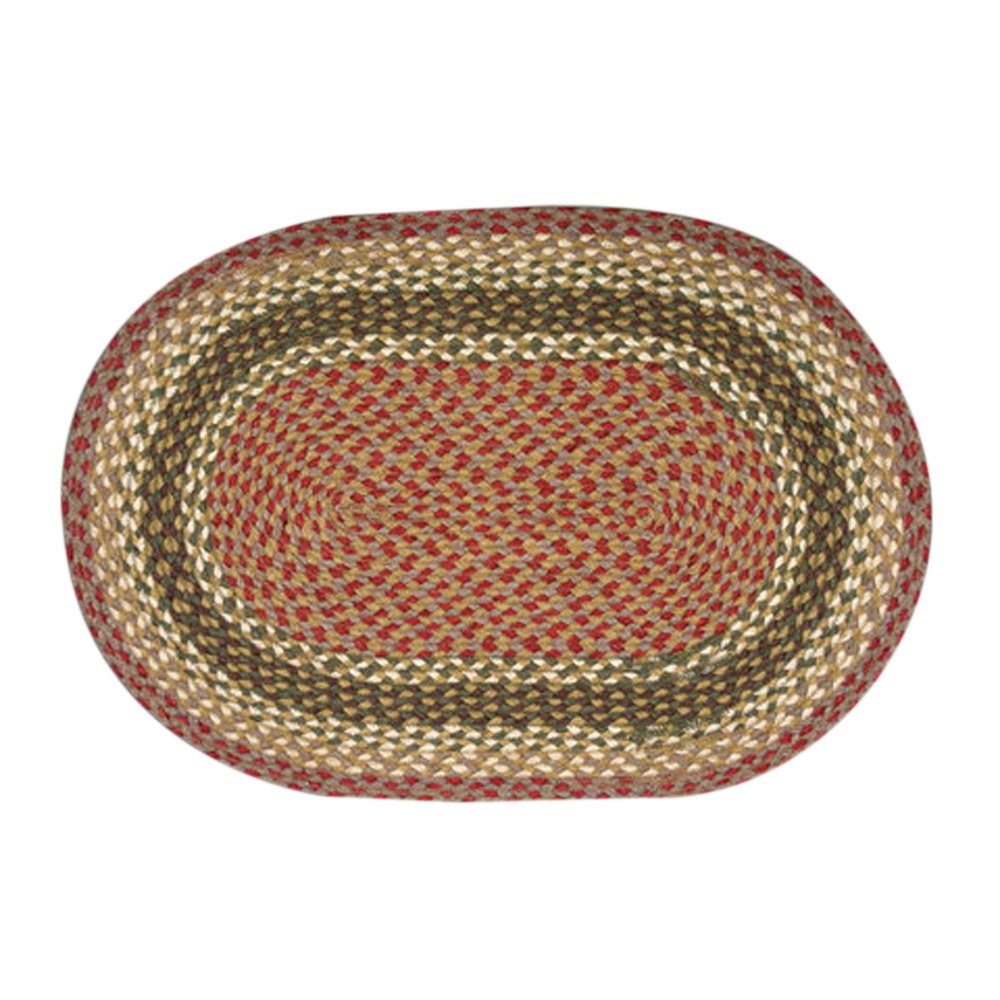 Premium Earth Tones Oval Area Rug - 8' x 11' Handwoven Non-Slip Rug in Olive, Burgundy & Gray - Perfect for Living Room, Bedroom or Office Decor