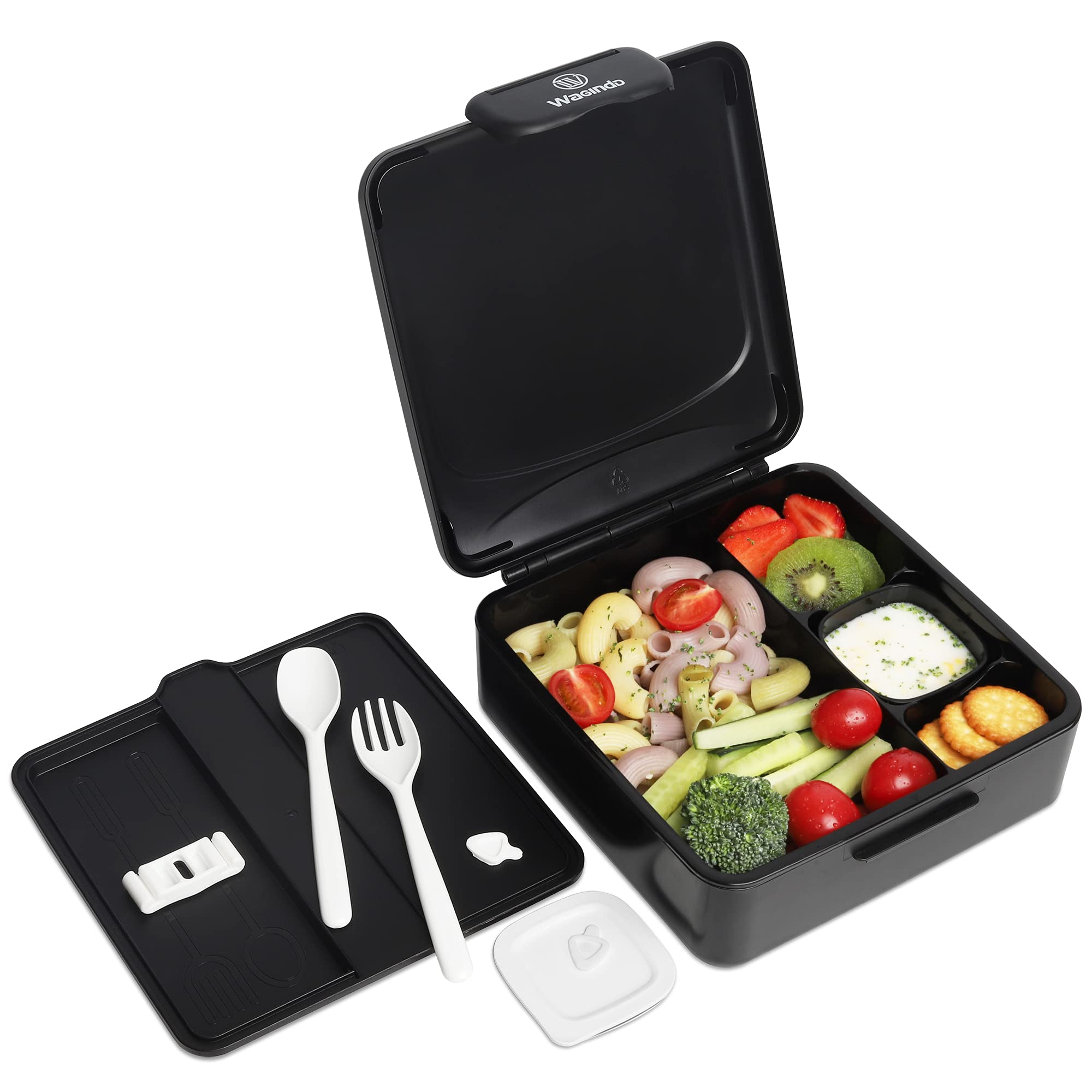 Wagindd Leak-Proof 4-Compartment Bento Lunch Box for Kids with Utensils & Handle - Perfect for School, Picnics & Travel | Bento-Style Snack Containers for Healthy Meals