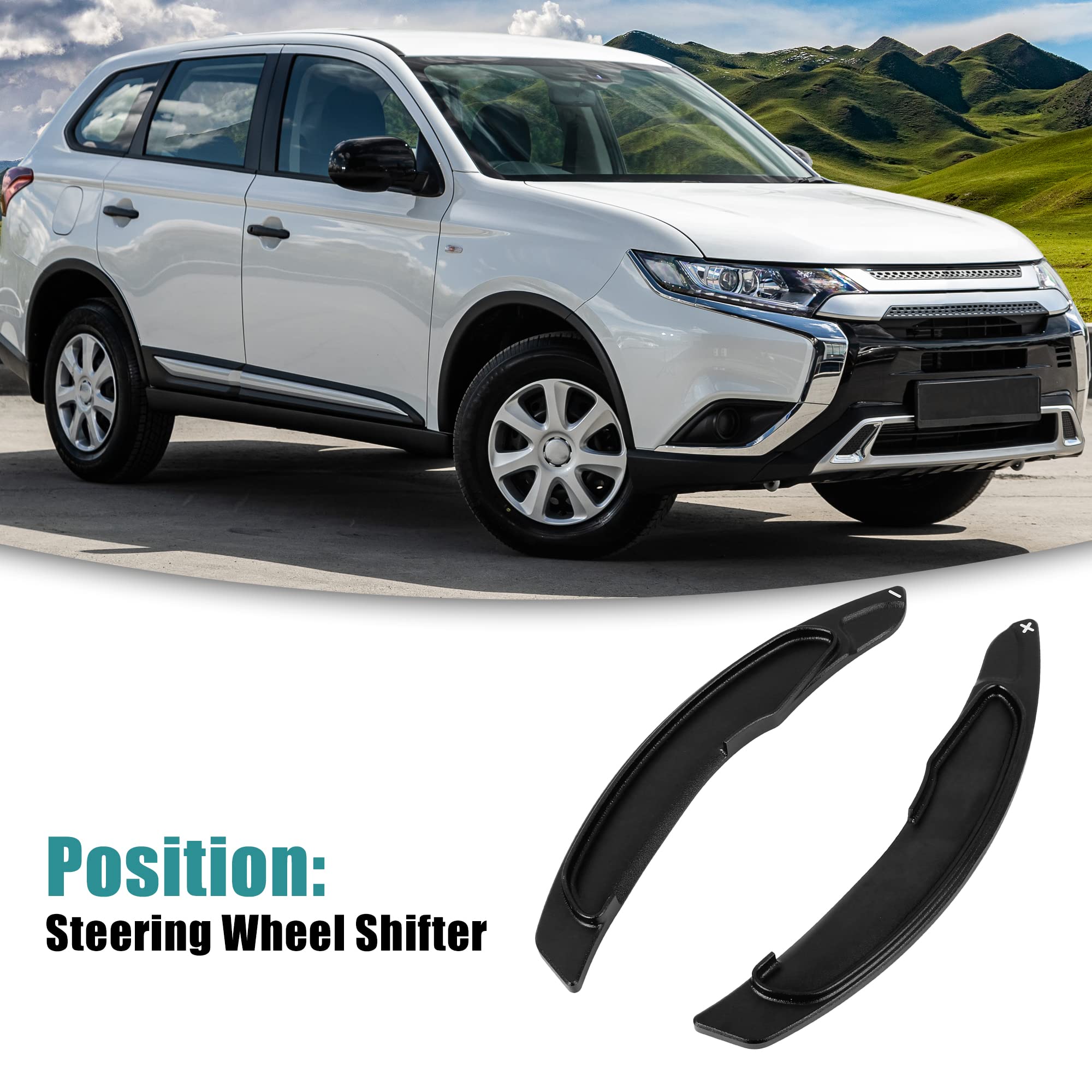 ACROPIX Steering Wheel Paddle Shifter Extension Kit - Compatible with Mitsubishi Outlander (2014-2023 Models) - 2-Pack Black Shift Covers - Enhance Driving Performance & Style - Perfect for Racing, Commuting & Road Trips