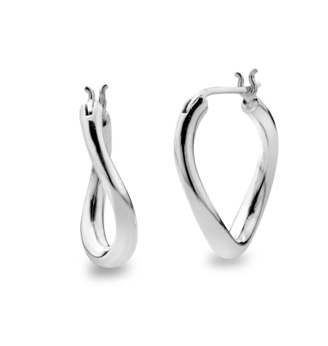 Stylish Silver Tapered Twist Hoop Earrings for Women - Trendy Dangle Drop Ear Jewelry for Party, Wedding & Everyday Wear