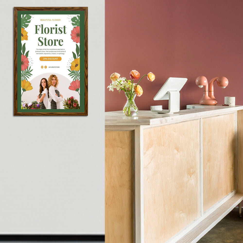 30x40 Designer Wood Snap Frames for Posters - 2 Wide Matboard Included - Perfect for Home Decor, Office Displays & Art Exhibitions