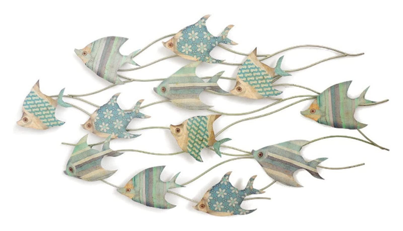 3D Metal Fish Wall Art Decor - Vintage Ocean Theme School of Fish Sculpture for Indoor & Outdoor Home Decor | Perfect for Living Room, Bedroom, Office & Garden Wall Decoration