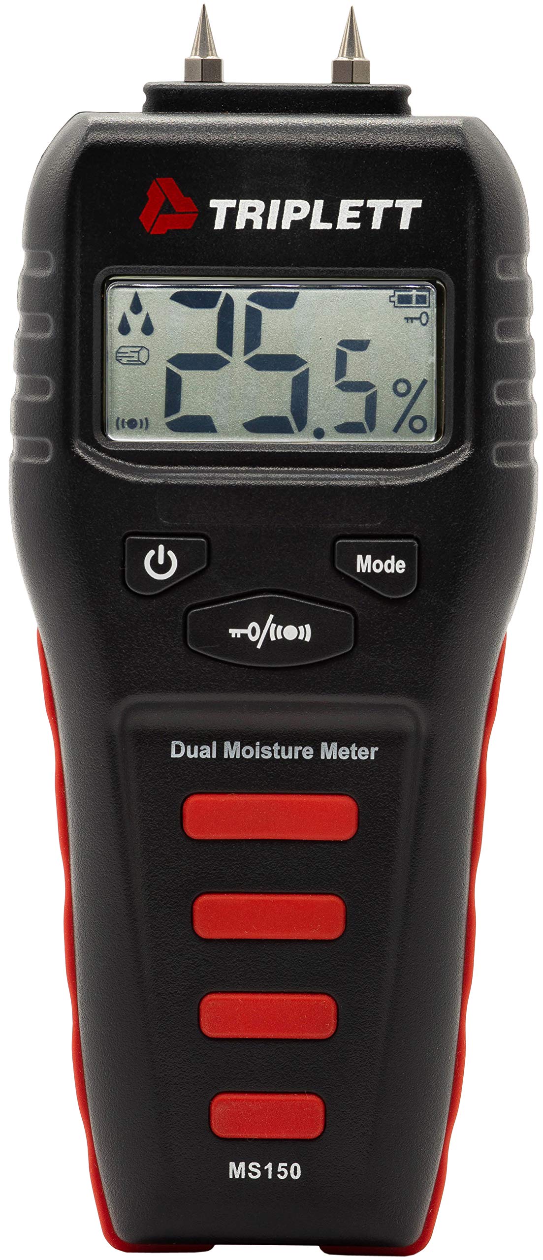 Triplett MS150 Pin/Pinless Moisture Meter for Wood, Drywall, Concrete - Digital Non-Invasive Water Detector with Audible Alert - Perfect for Home Inspection, Flooring Installation & Construction Projects