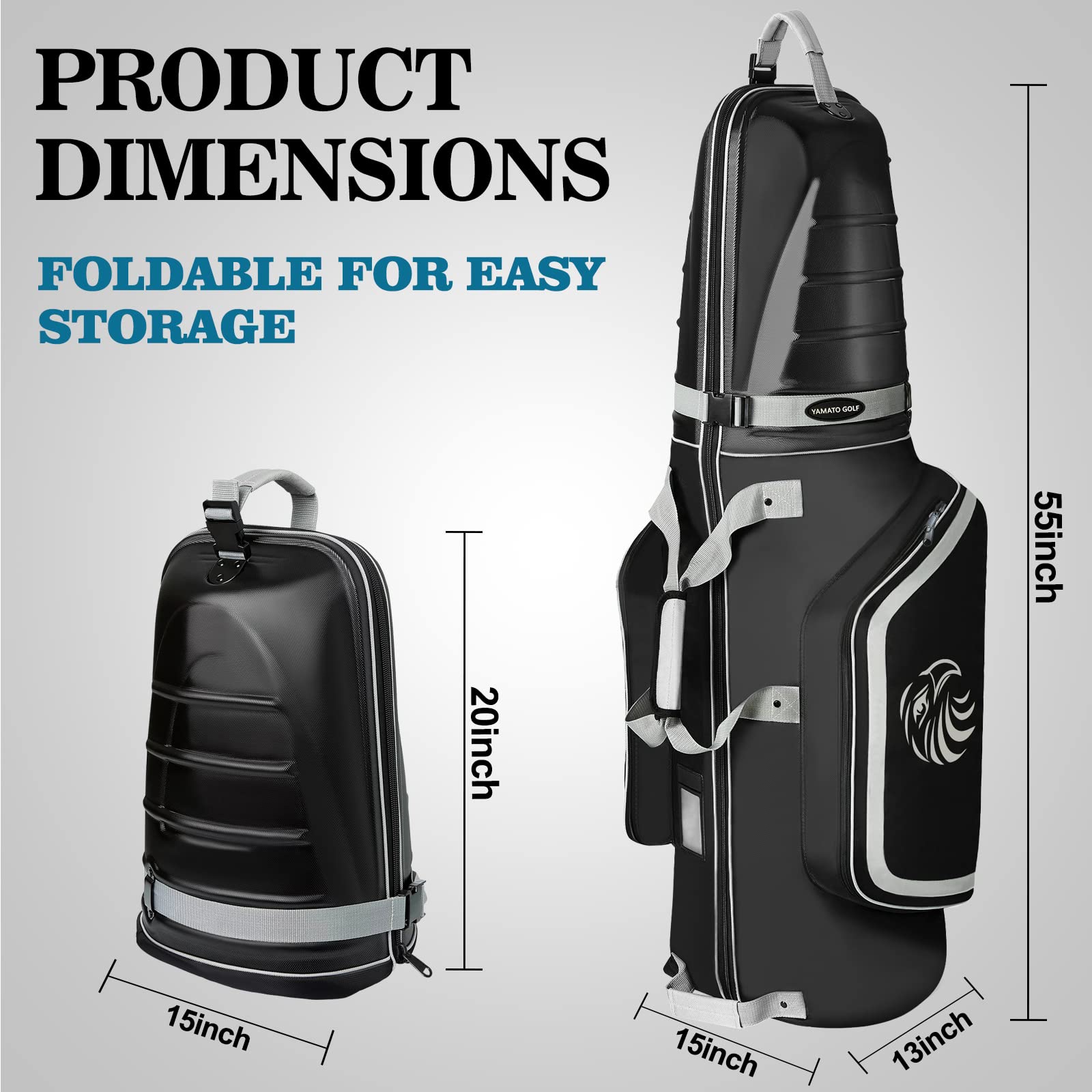 Yamato ABS Hard Shell Golf Travel Bag with Wheels - Airline Approved Golf Club Luggage Case for Golfers | Perfect Golf Gift for Travel & Airline Use