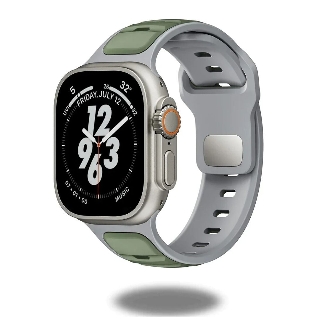 Durable Dual-Tone Silicone Sports Bands for Apple Watch - Sweatproof Fitness Tracker Strap for Running, Gym & Outdoor Activities