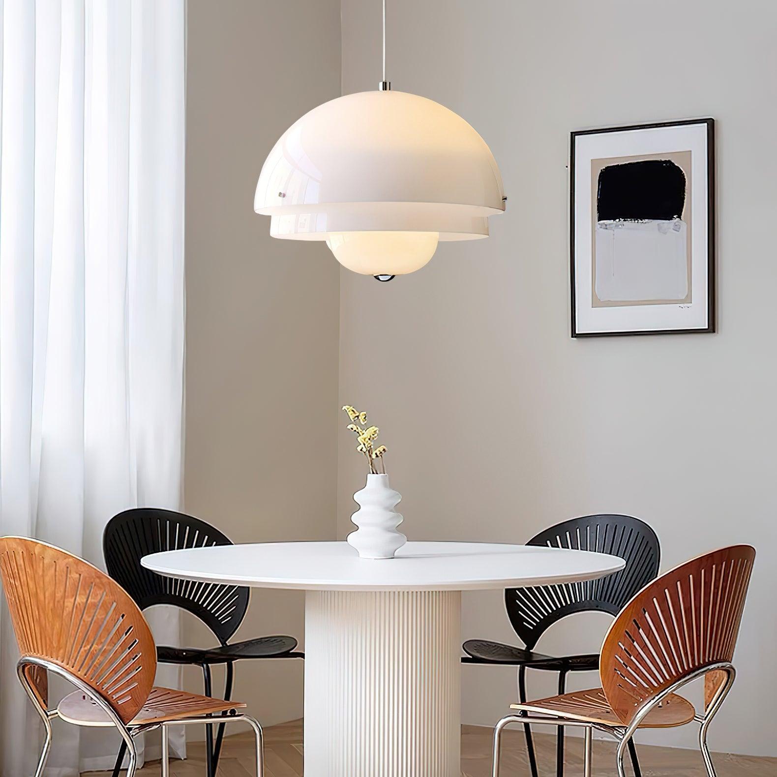 Modern Milk White Layer Pendant Light - Elegant Hanging Chandelier for Dining Room, Kitchen Island, Bedroom & Living Room Lighting Decor