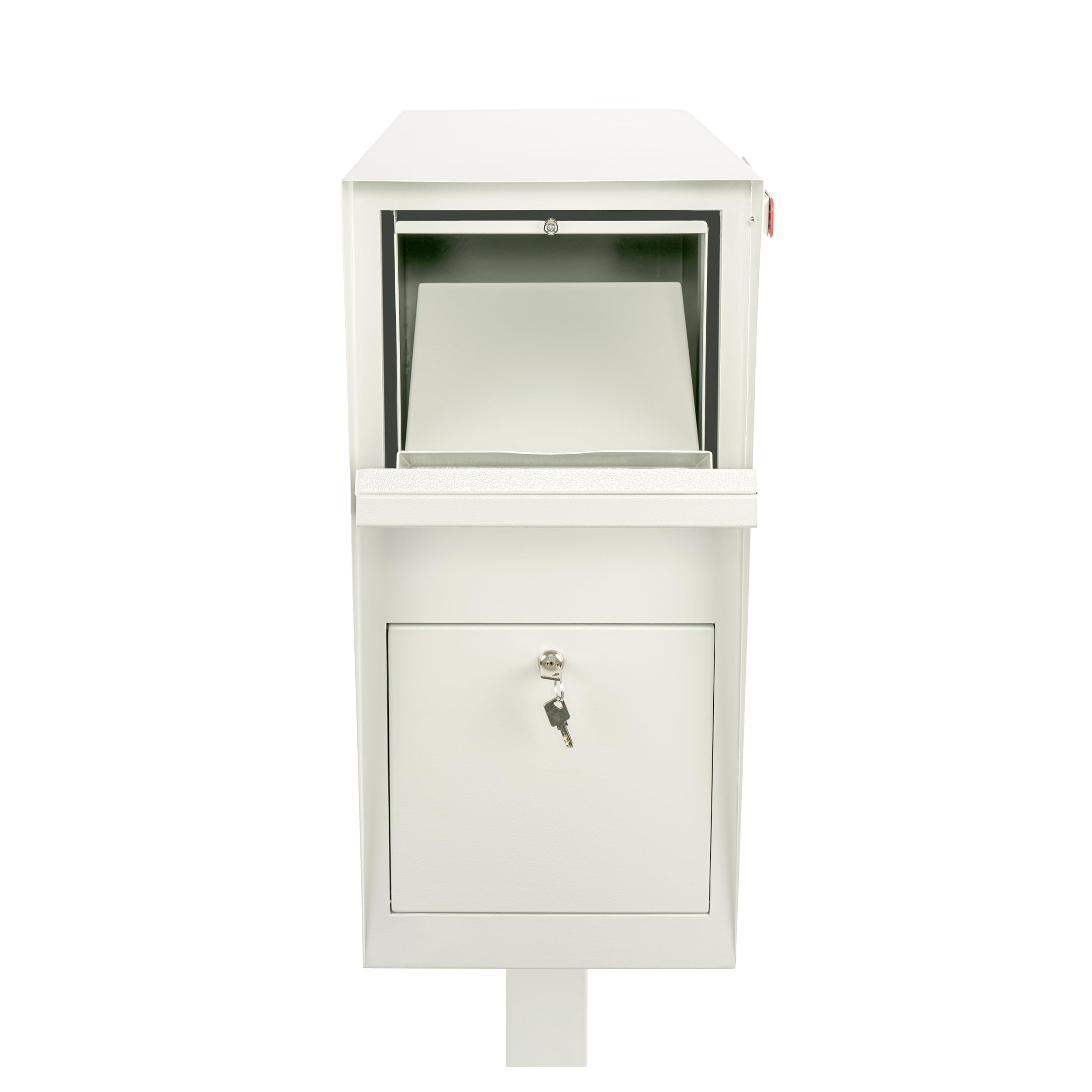Secure Curbside Locking Mailbox for Packages - Heavy Duty Anti-Theft Parcel Drop Box with In-Ground Post & Base Plate - Perfect for Home, Apartment & Vacation House Security (Weekend-Away Design)