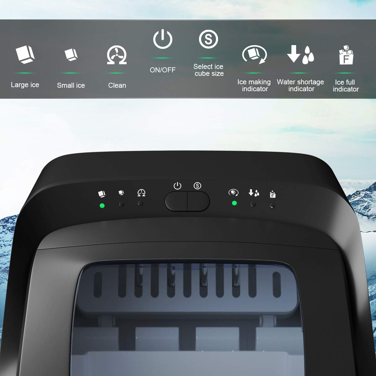 MAT EXPERT Stainless Steel Countertop Ice Maker - 33lbs/24H, Fast 7-Min Ice Making, Self-Cleaning Portable Ice Machine with Ice Scoop & Bucket - Perfect for Home Bars, Parties, Offices, and Outdoor Events