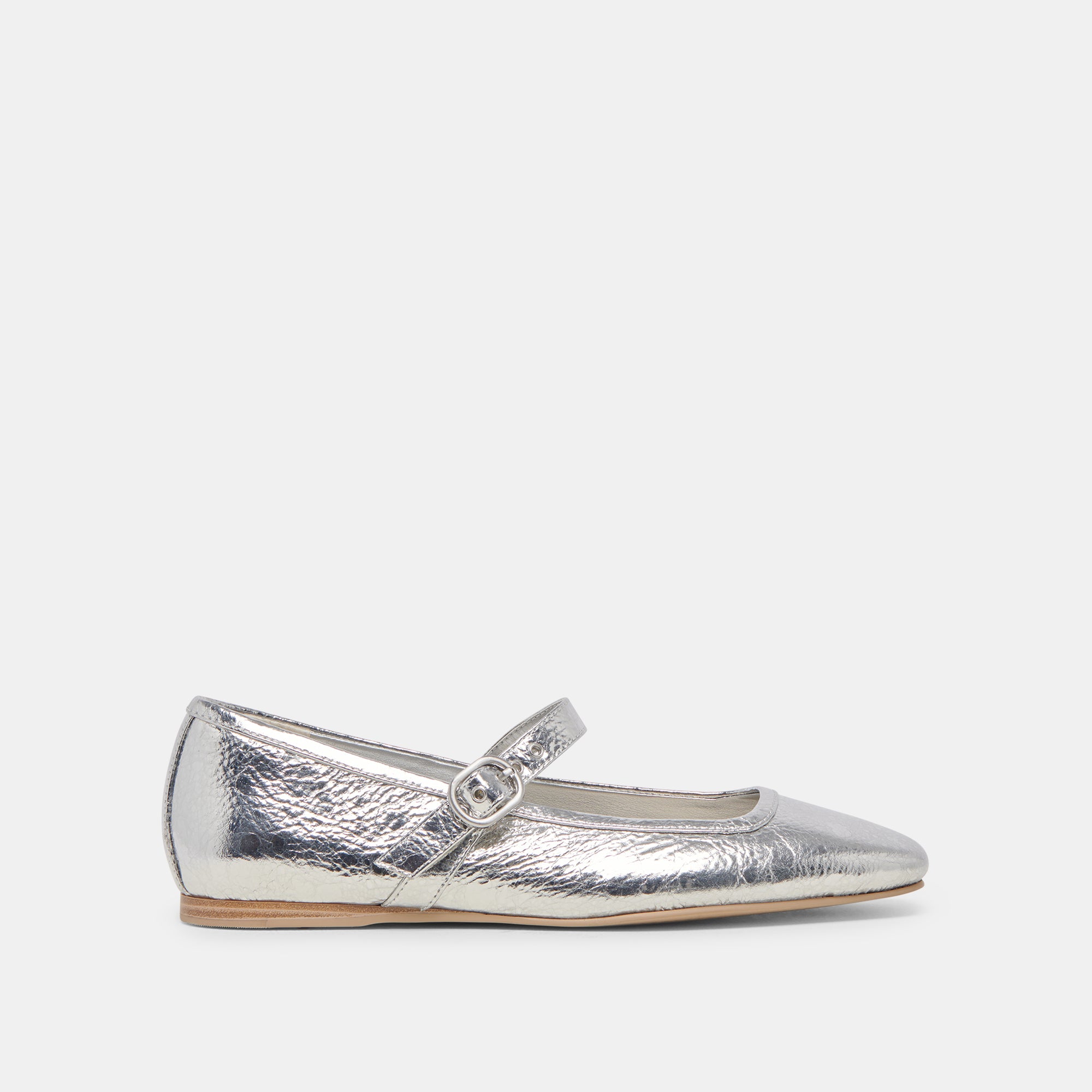 RODNI Women's Ballet Flats - Silver Distressed Leather Slip-On Shoes for Comfort & Style | Perfect for Casual Wear, Office, and Travel