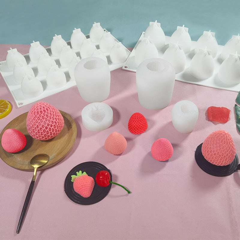 Premium Silicone Strawberry Tray Candle Mold - 68mm Height for DIY Candles, Soap Making & Baking - Perfect for Home Decor, Wedding Favors & Craft Projects