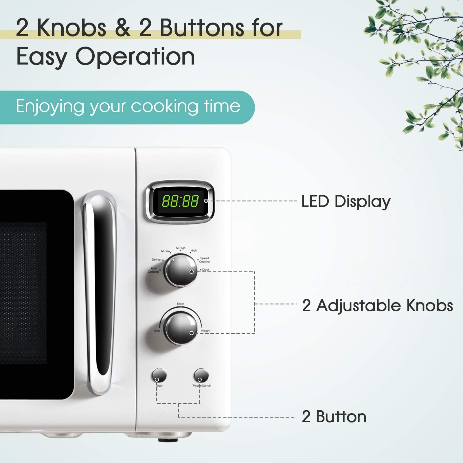 ARLIME Retro Microwave Oven - 900W Compact Countertop Microwave with Defrost, Auto Cook & Child Lock | 0.9 Cu.Ft Stainless Steel Interior, LED Display & Easy-Clean Design | Perfect for Dorms, Offices & Small Kitchens | ETL Certified