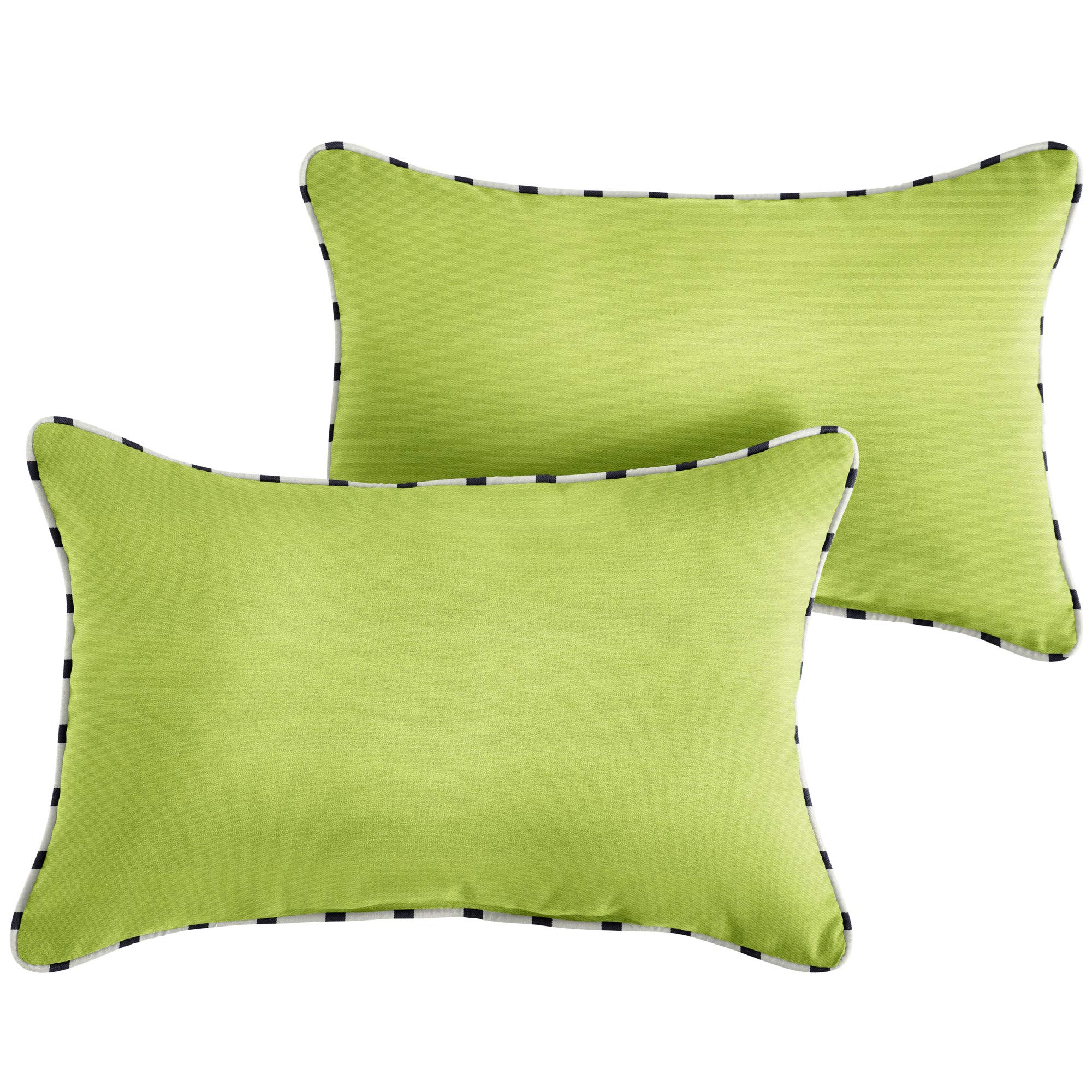 Set of 2 Macaw Green & Lido Indigo Corded Rectangular Throw Pillows 18