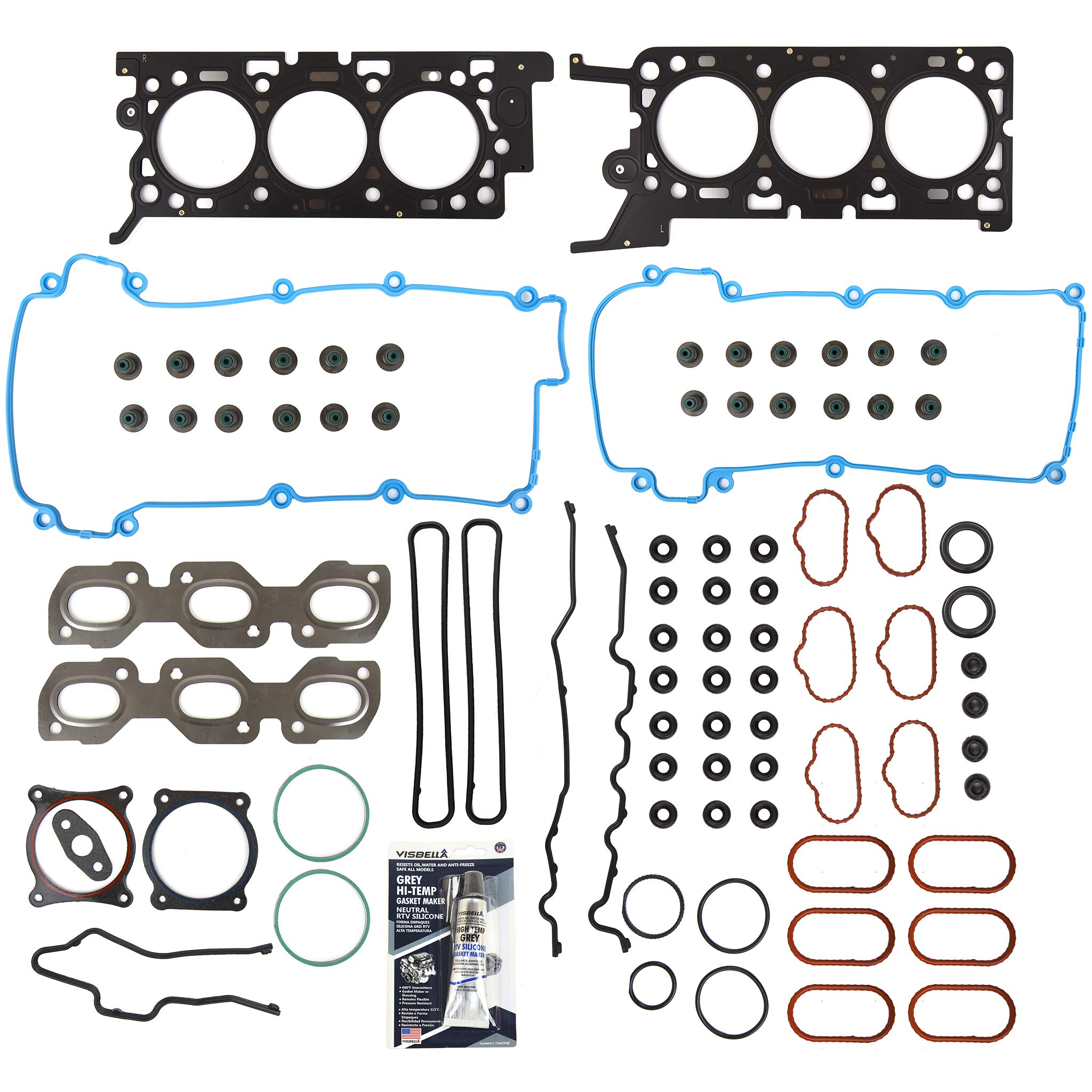 MA-9761261534 Full Gasket Set with Head Bolts Compatible with 2002-2007 Jaguar X-Type 3.0L V6 DOHC 24V Engine - Perfect for Engine Rebuild & Repair Projects