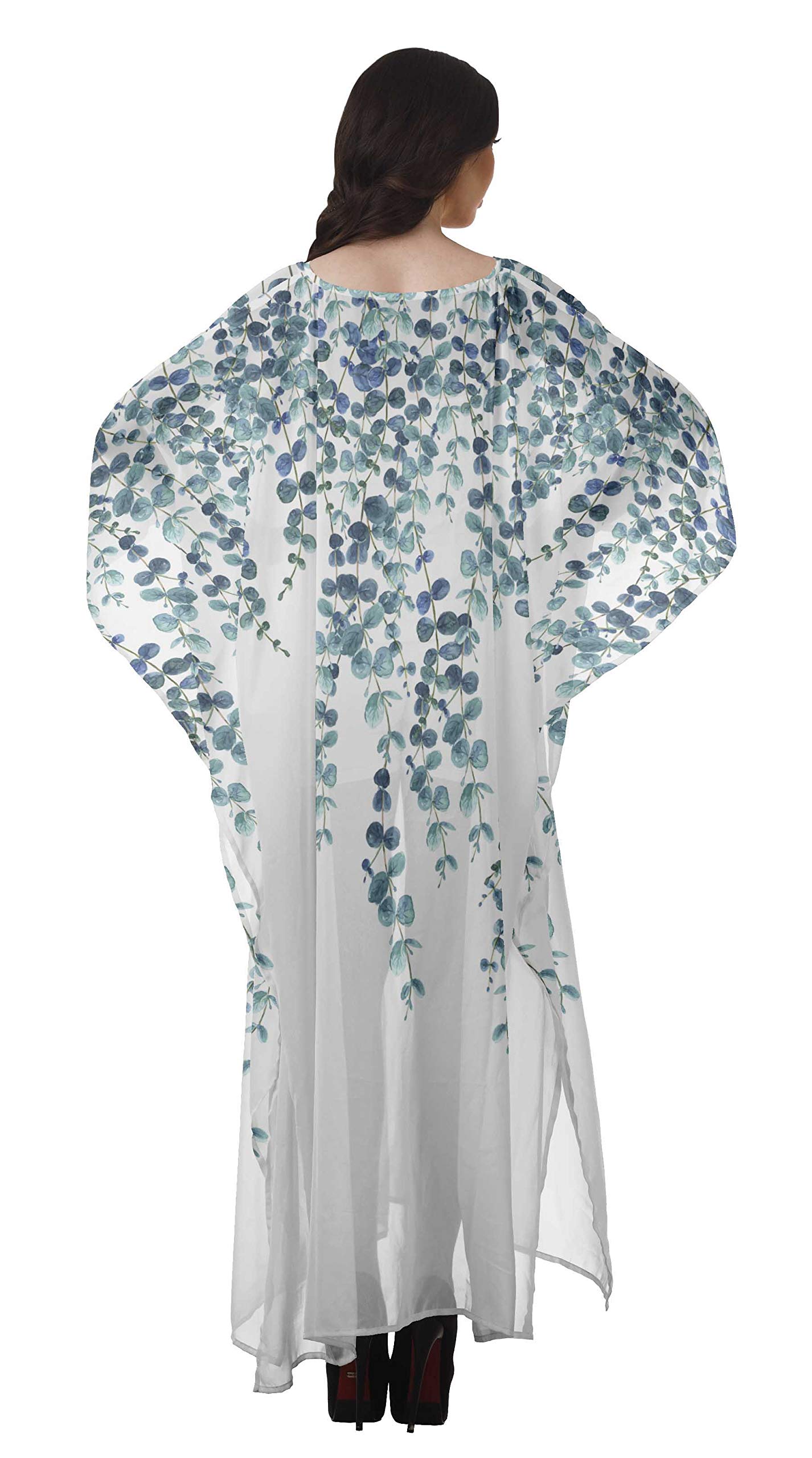 Moomaya Women's Sheer Turkish Kaftan Beach Cover Up Dress - Lightweight Swimwear Coverup for Pool, Beach & Vacation - Elegant Long Caftan Dress for Summer Travel & Resort Wear