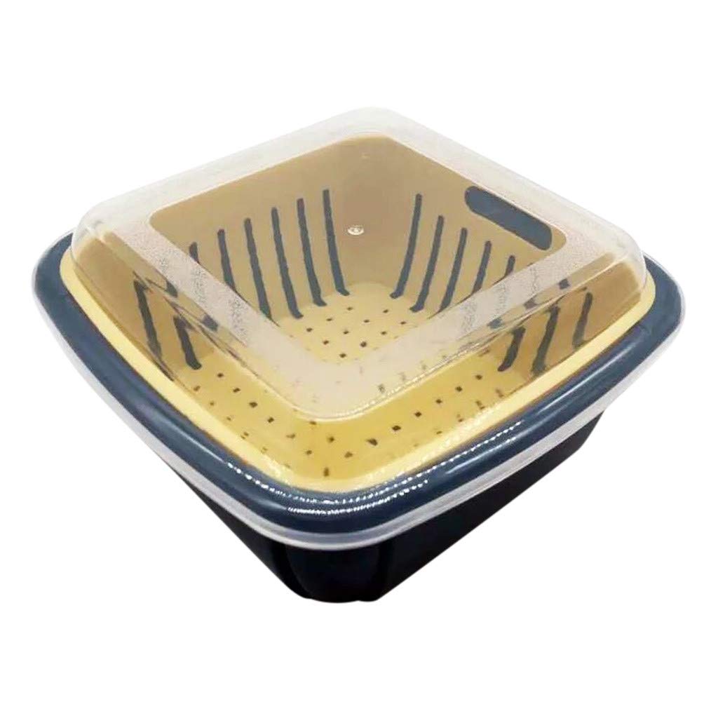 Multi-Function Expandable Kitchen Colander Basket with Double Filter - Strainer for Pasta, Vegetables & Fruits - Durable Leak-Proof Design for Cooking, Baking & Meal Prep (Yellow, One Size) - Perfect for Home Kitchens, Restaurants & Pizza Making