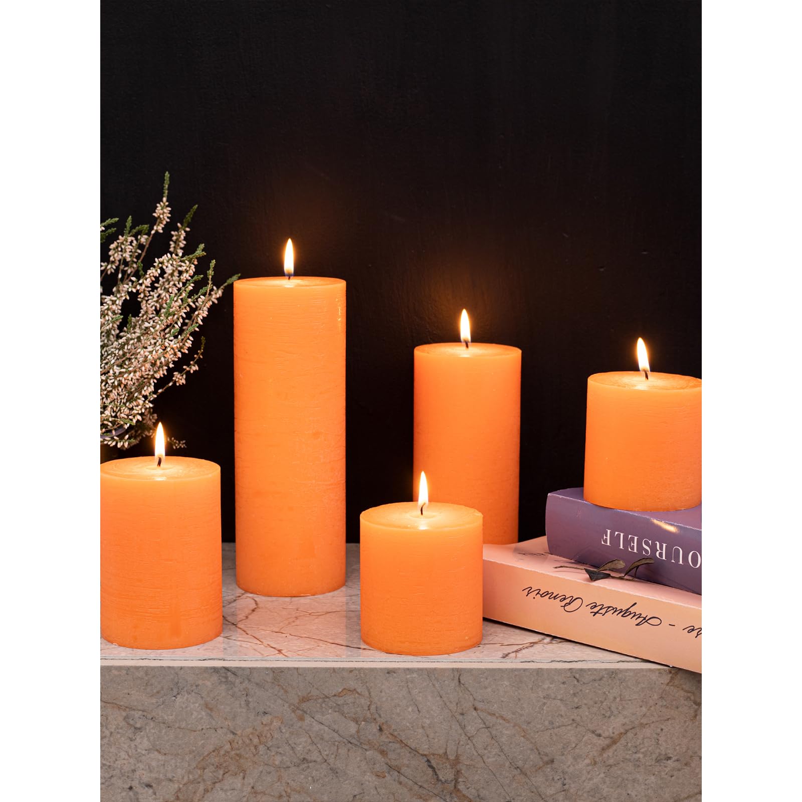 Large 3x6 Inch Pillar Candles - Set of 3 Unscented Dripless for Weddings & Home Decor