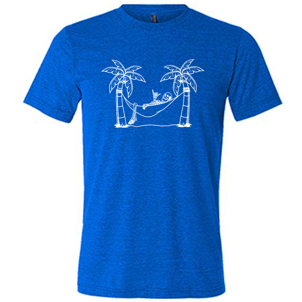 Unisex Skeleton Print Hammock Relaxation Shirt - Perfect for Lounging, Camping & Outdoor Chill Time