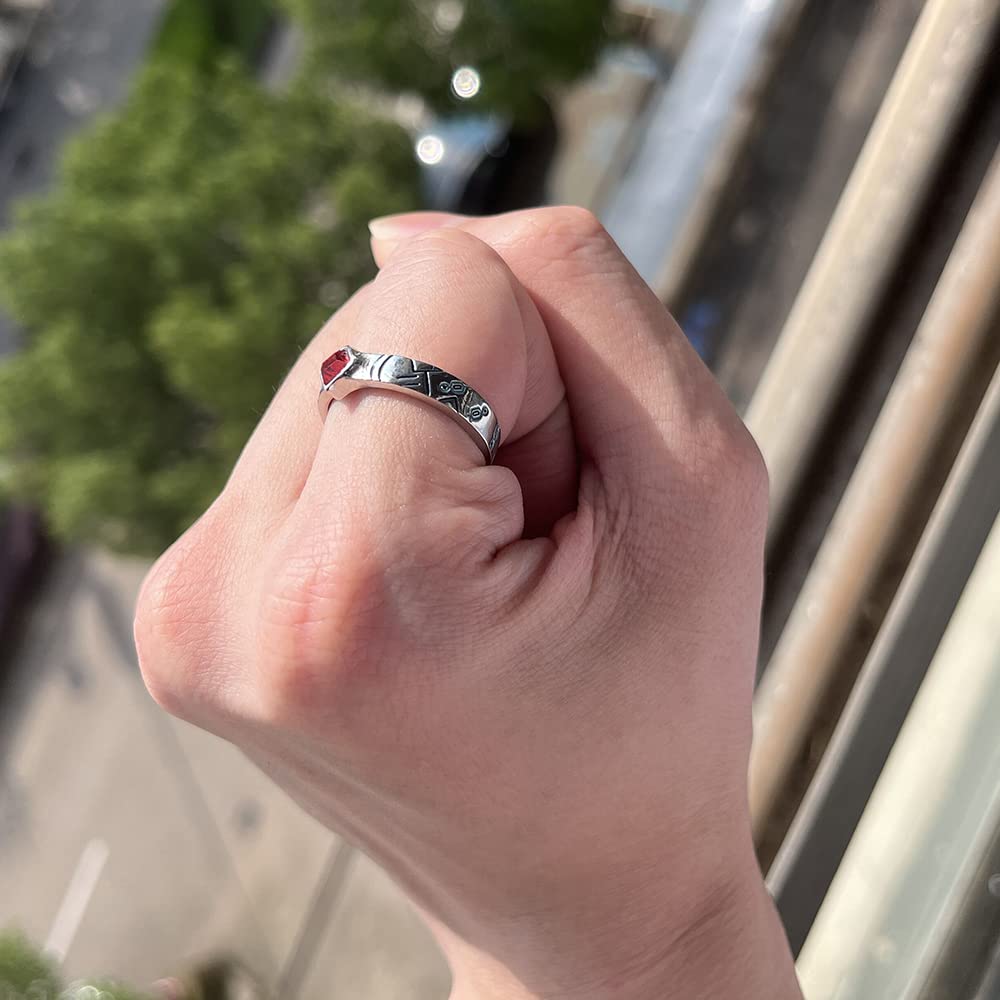 Tanjiro Cosplay Anime Adjustable Open Ring - Demon Slayer Manga Jewelry for Women & Girls | Perfect for Cosplay, Halloween, and Anime Conventions