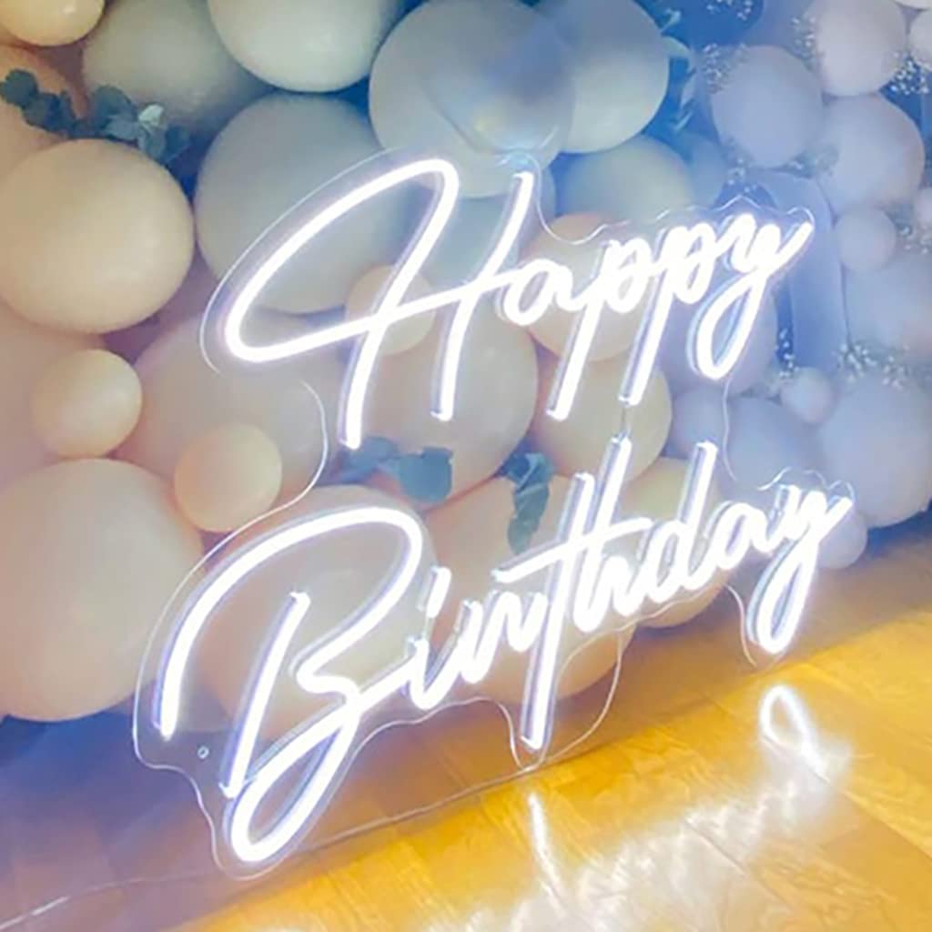 21.6 Inch Happy Birthday Neon Sign - Customizable Wall Art for Birthday Parties, Home Decor, Bar & Rave Events - Perfect Gift for Party Decorations & Wall Decoration (Medium Size)