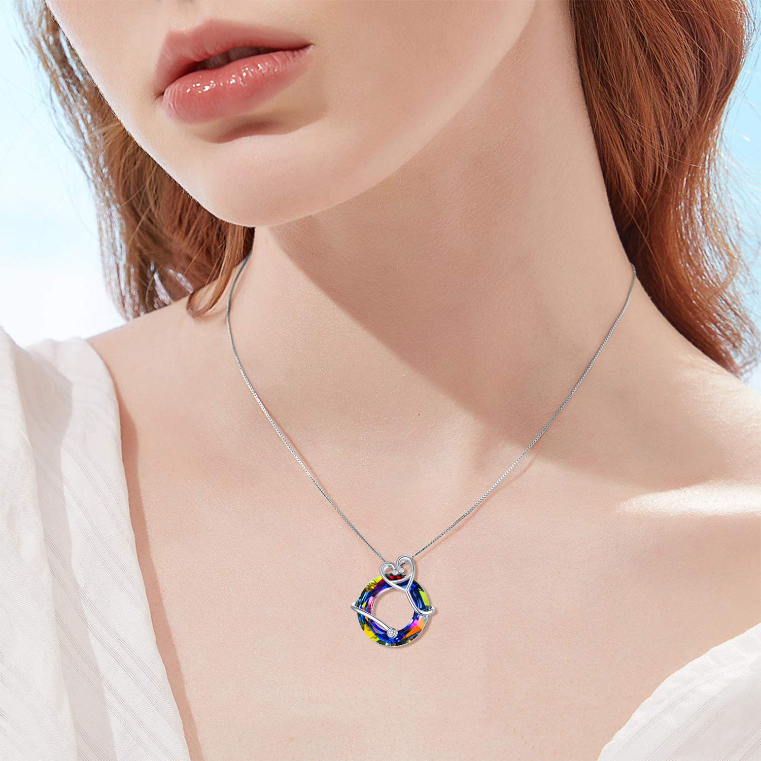 TOUPOP 925 Sterling Silver Nurse Necklace with Crystal - RN Medical Caduceus Pendant Jewelry for Women, Nurses, Doctors, Students & Moms - Perfect for Birthday, Graduation & Appreciation Gifts - Ideal for Work, School & Special Occasions