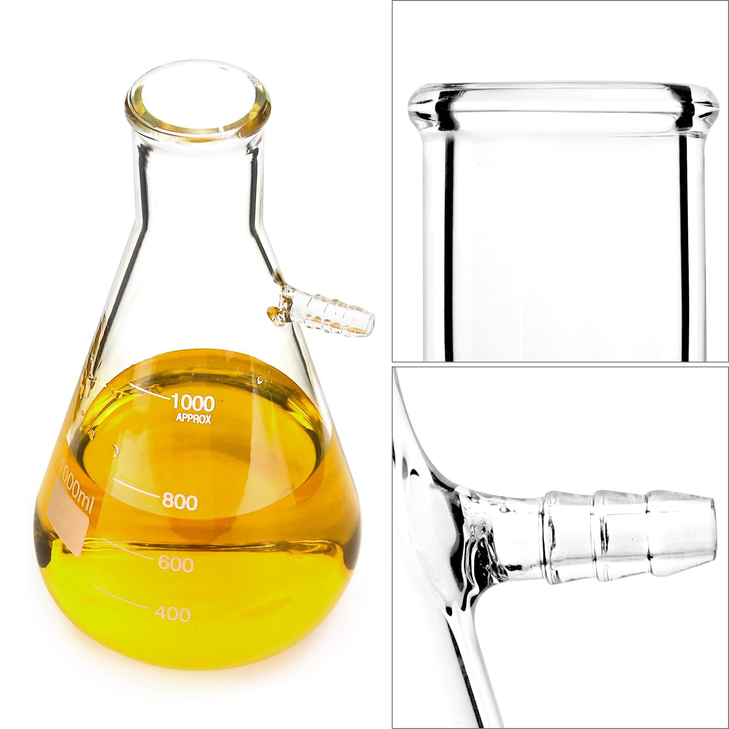 QWORK 1000ML Borosilicate Glass Buchner Funnel Kit with 1L Vacuum Flask - 80mm Heavy Wall Filtering Flask Set for Chemistry Labs, Scientific Experiments & Home Distilling