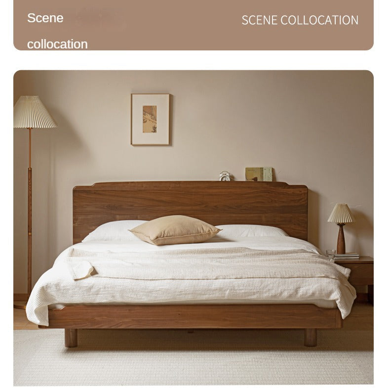 Solid Black Walnut Wood King Size Bed with LED Lighting - Perfect for Master Bedroom, Guest Room & Luxury Home Decor