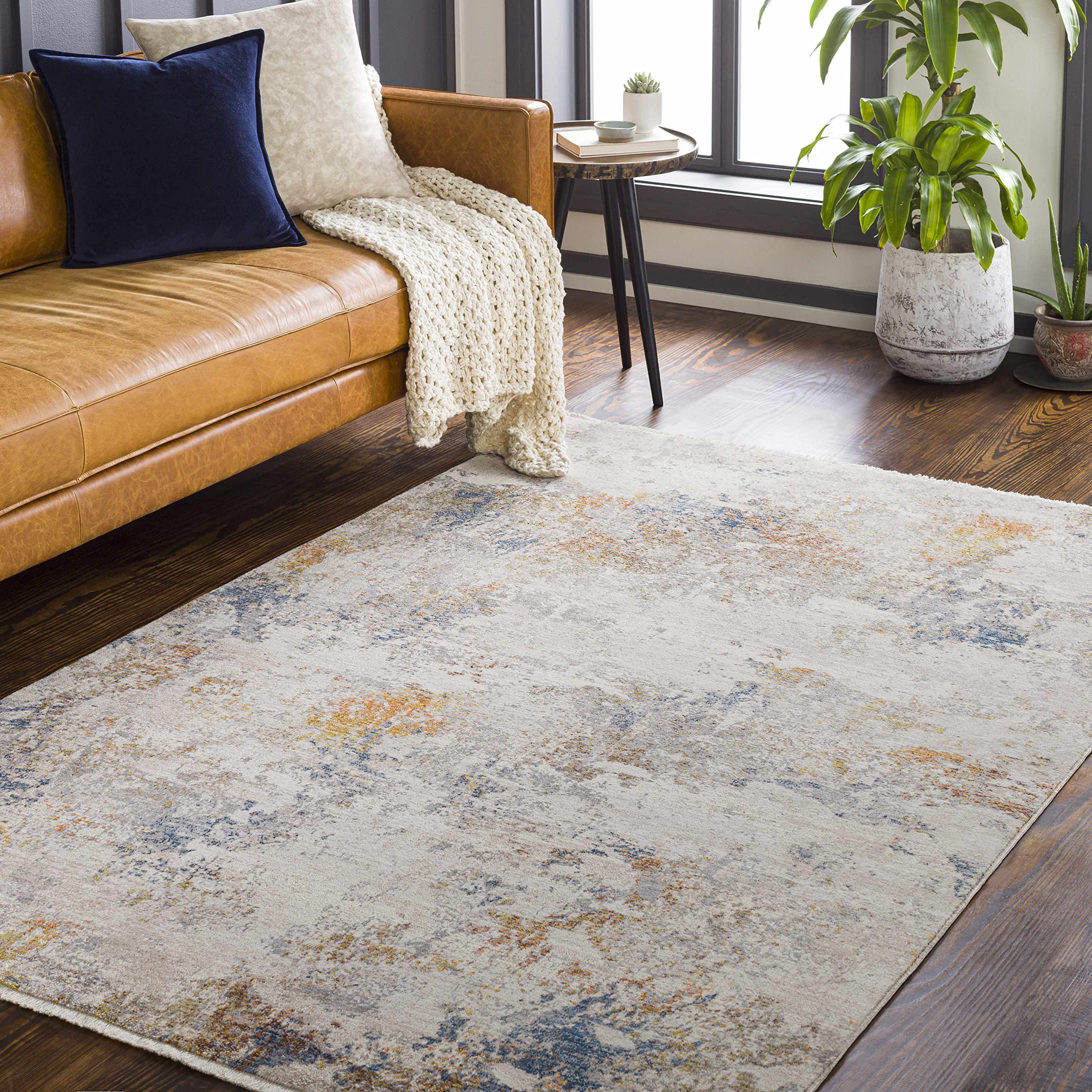 Modern Hauteloom Macayug Area Rug for Living Room & Bedroom - Navy, Rust, Mustard - 8'10