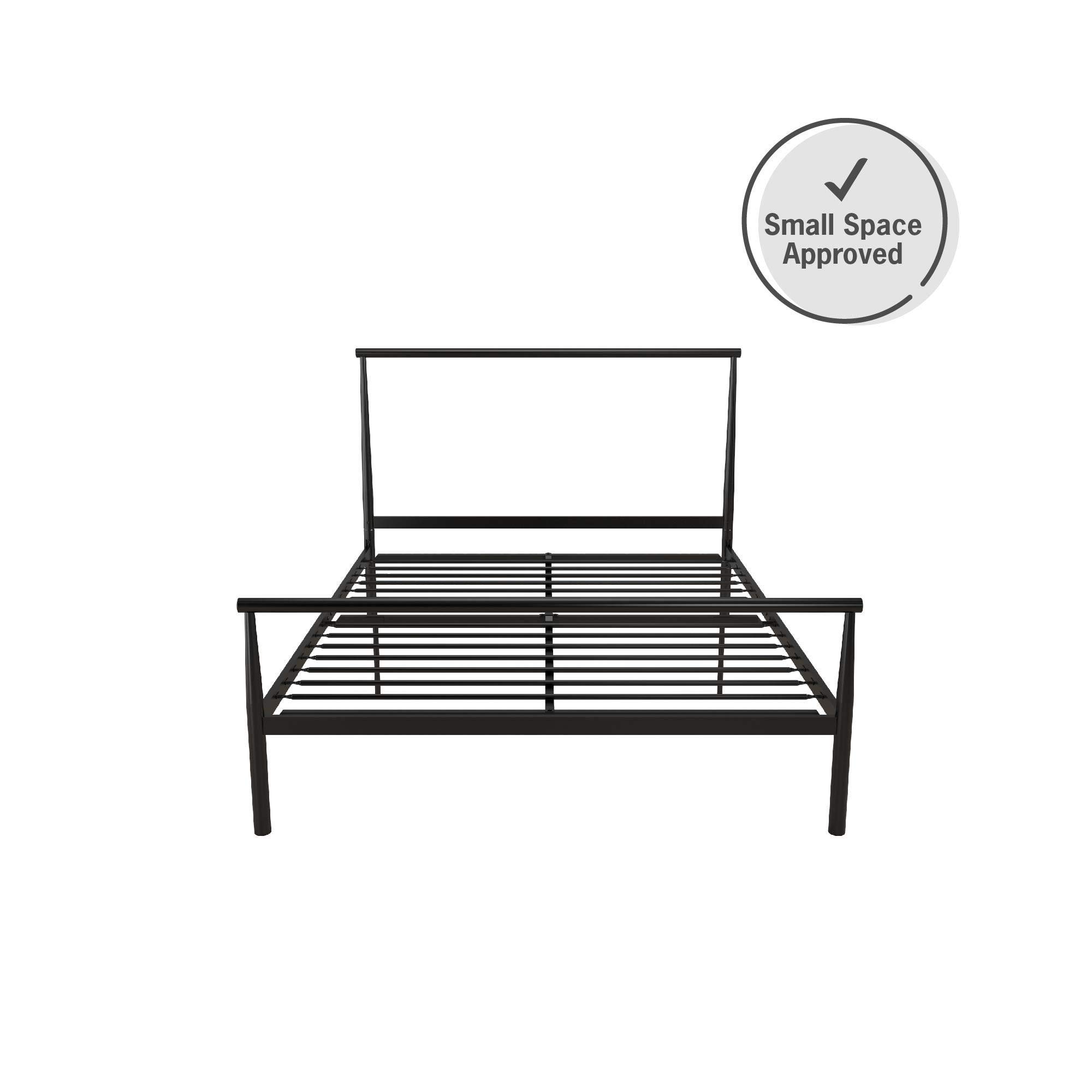 DHP Calixa Modern Metal Platform Bed Frame - Full Size, Industrial Minimalist Design, Black - Sturdy & Noise-Free Bed Base for Small Spaces & Urban Apartments