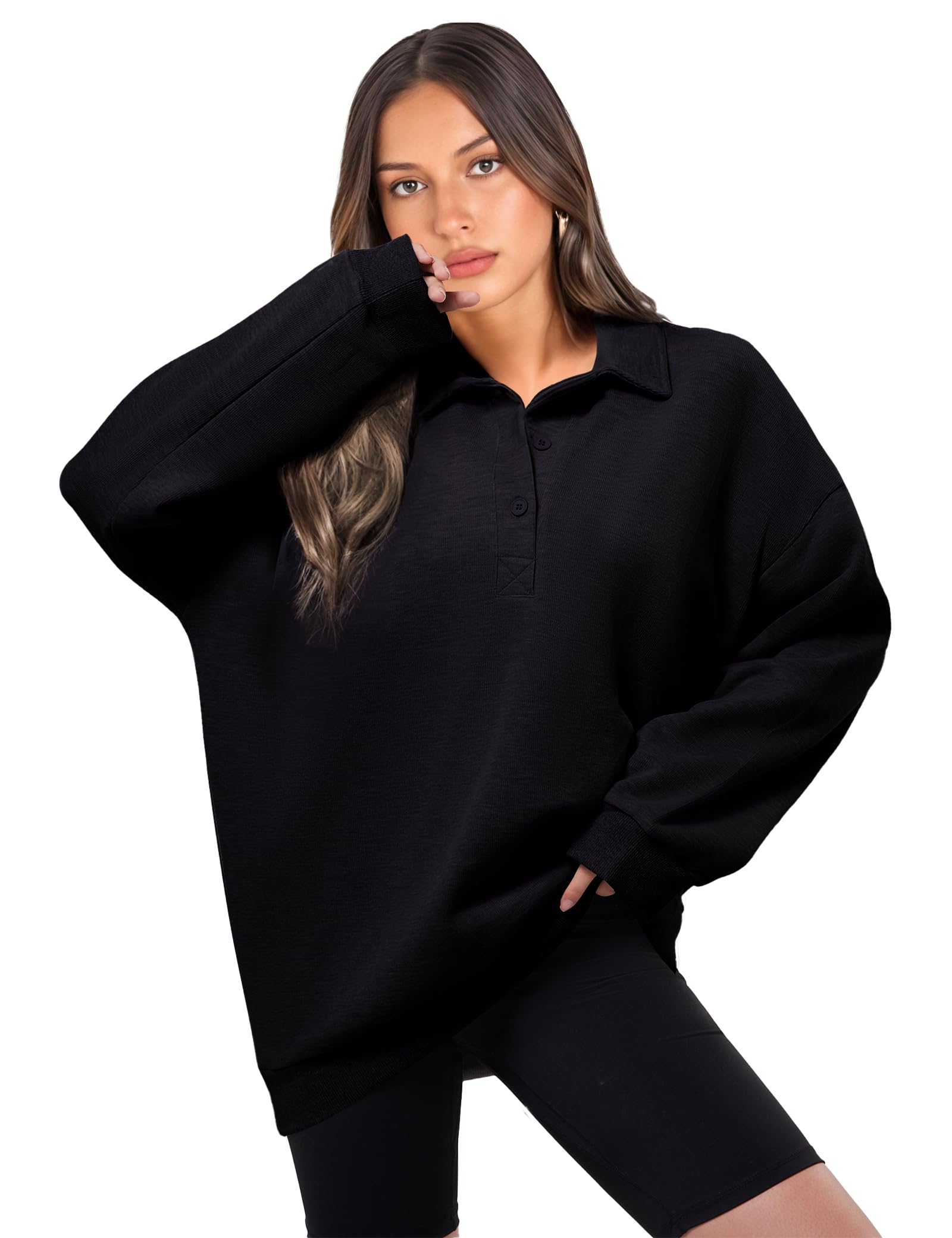 WULFUL Women's Oversized Sweatshirt - Ribbed Corduroy Pullover Hoodie for Fall & Winter 2024 | Cozy Casual Outfit, Streetwear Fashion, Loungewear Essential