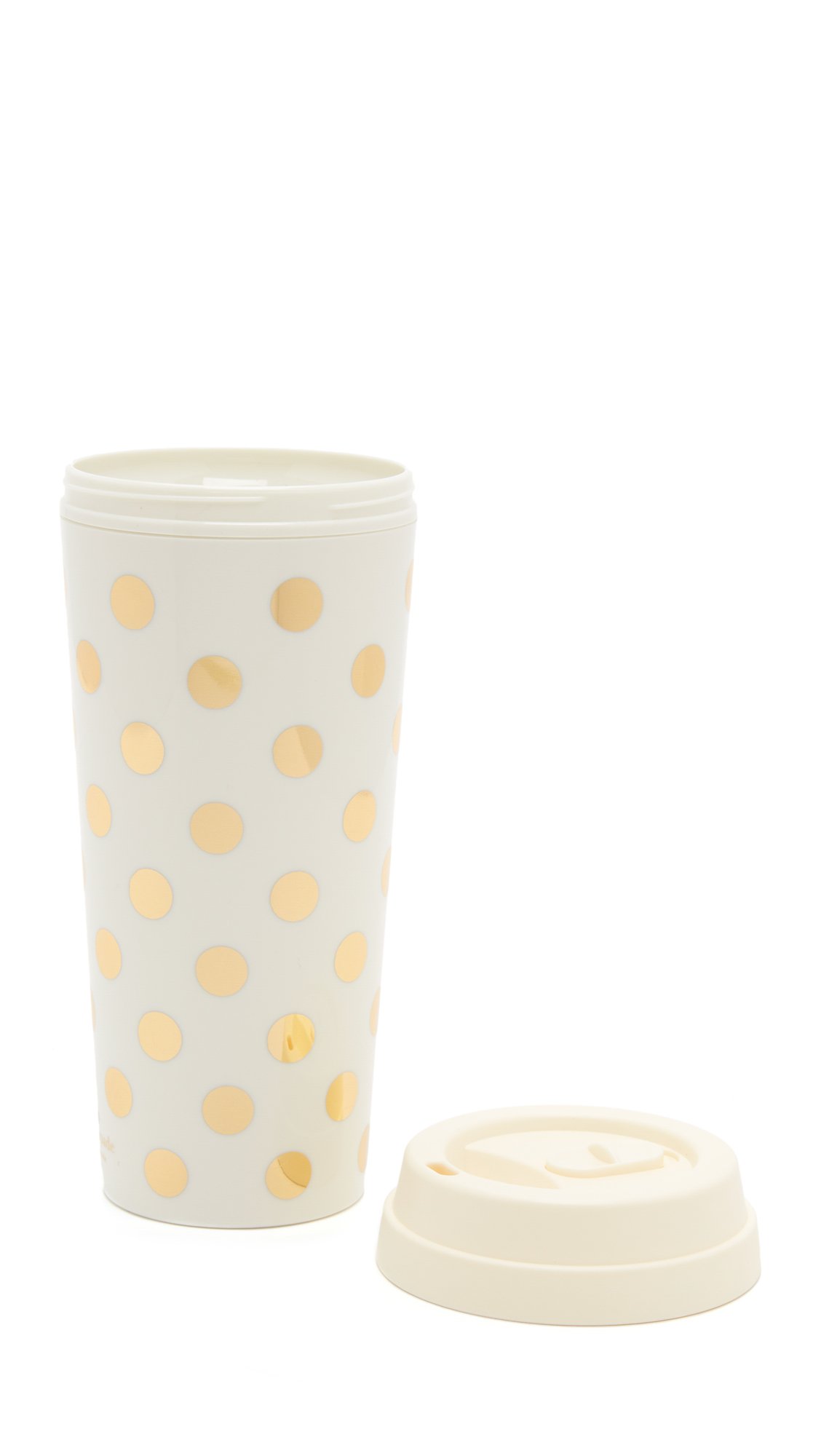 Kate Spade New York Women's 16oz Insulated Travel Mug Tumbler - Gold Dot Design, Thermal Acrylic Cup for Hot & Cold Beverages | Perfect for Office, Commute, and Gifts