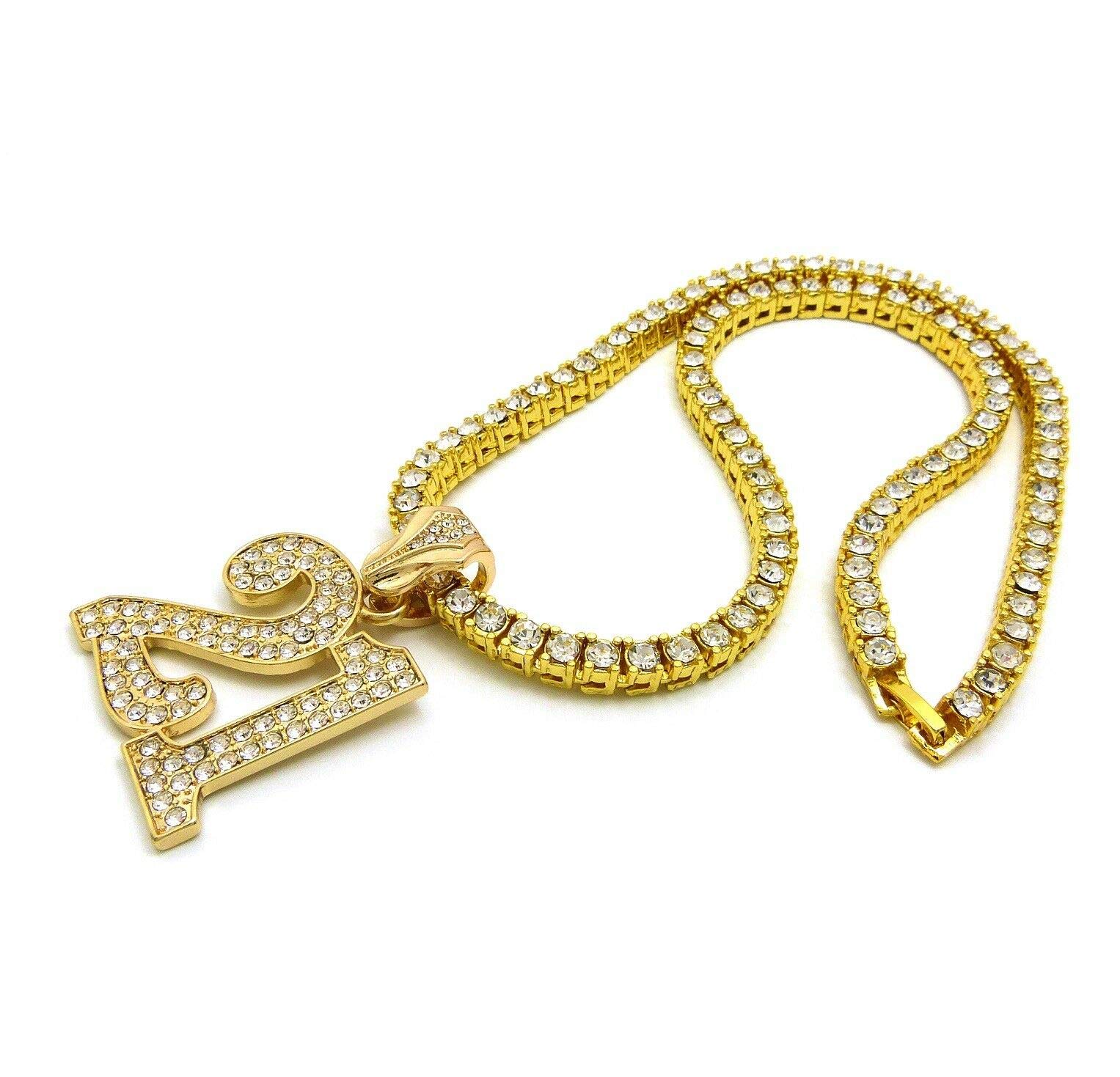 Hip Hop Iced Out Gold Plated Savage 21 Pendant & 3mm 18