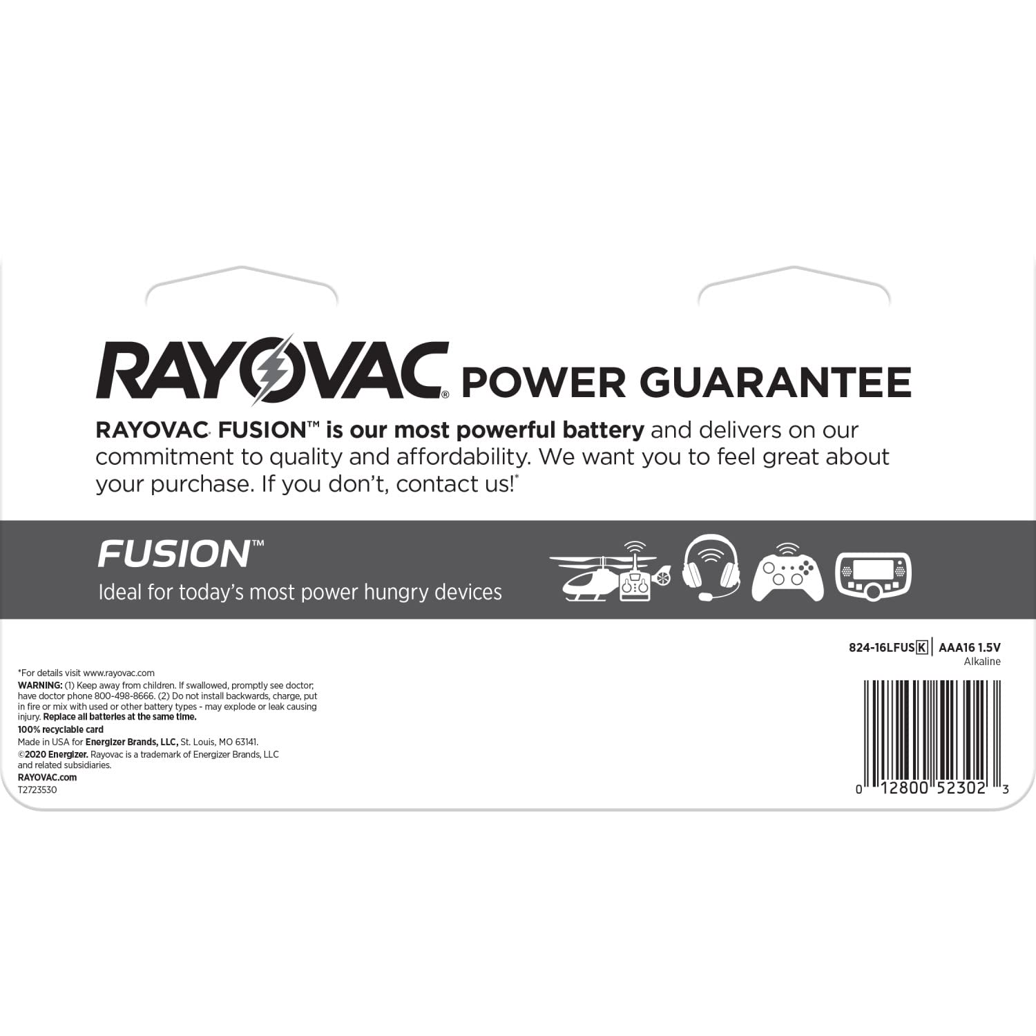 Rayovac Fusion AAA Alkaline Batteries - 16 Pack, Long-Lasting Triple A Batteries for High-Drain Devices | Perfect for Remote Controls, Toys, Flashlights & Electronics