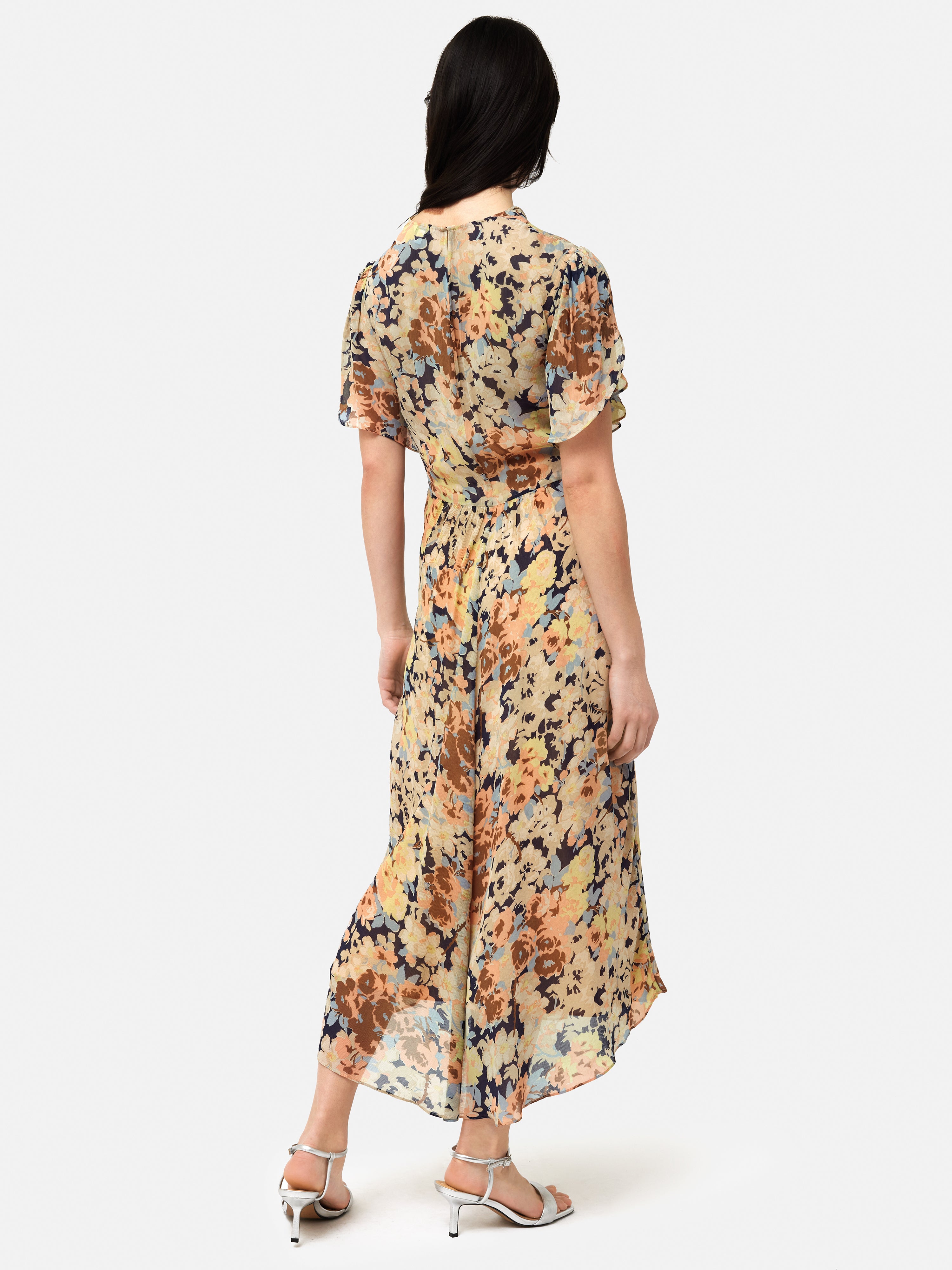 Sheer Petal Crinkle Dress for Women - Flowy Peach Summer Dress with Ruffles | Perfect for Beach Vacations, Date Nights & Outdoor Weddings