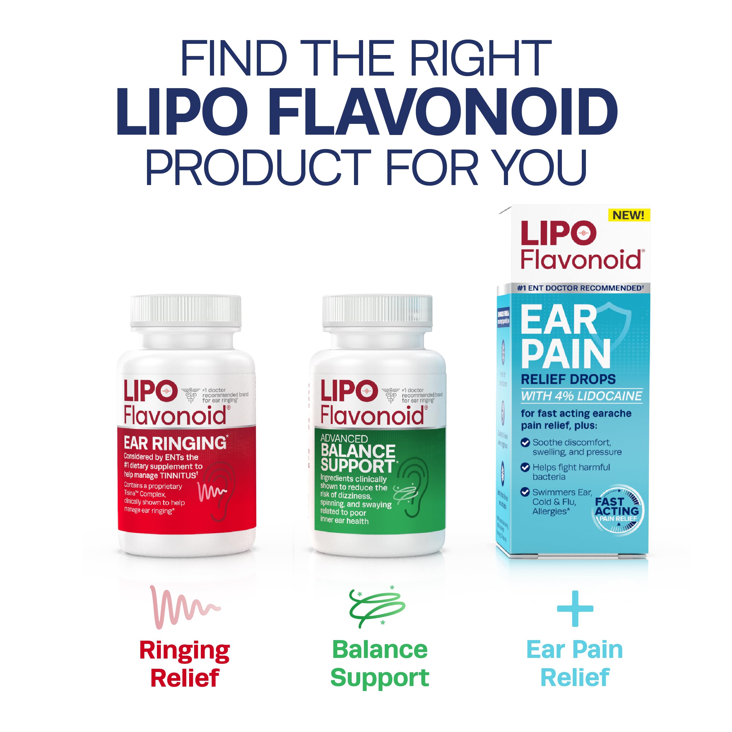 Lipo-Flavonoid Plus Tinnitus Relief Supplement - 500 Caplets with Vitamin C for Ringing Ears | Clinically Proven & Doctor Recommended OTC Ear Health Vitamins | Supports Hearing Wellness for Musicians, Seniors & Noise Exposure