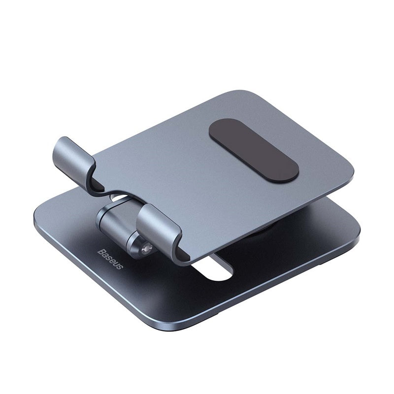 Baseus Metal Biaxial Foldable Tablet Stand for iPad - Adjustable Desktop Holder for Reading, Watching & Working (Grey)
