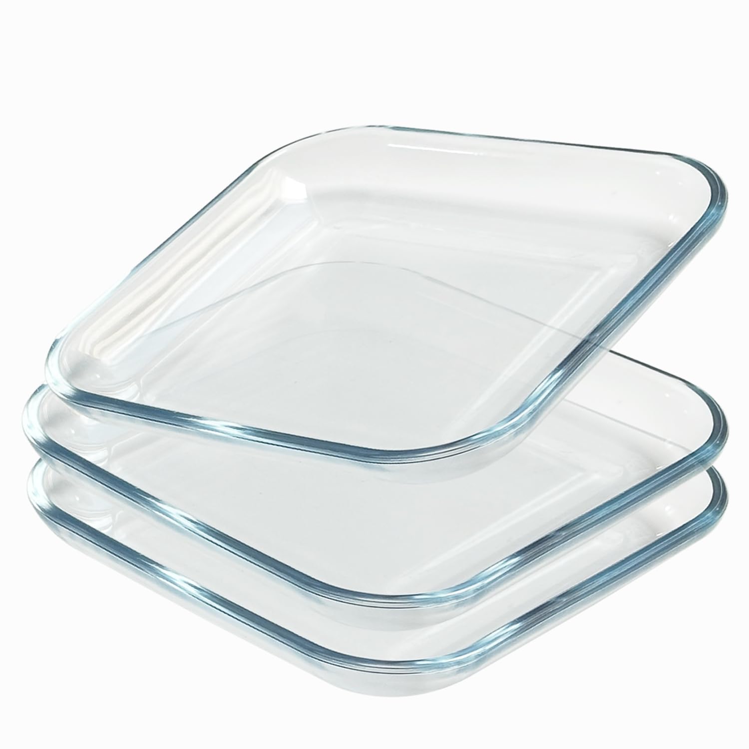 7 Inch Square Tempered Glass Dessert Plates - Set of 3, Mini Appetizer & Salad Plates for Cake, Fruit, Snacks - Perfect for Parties, Weddings, and Home Dining