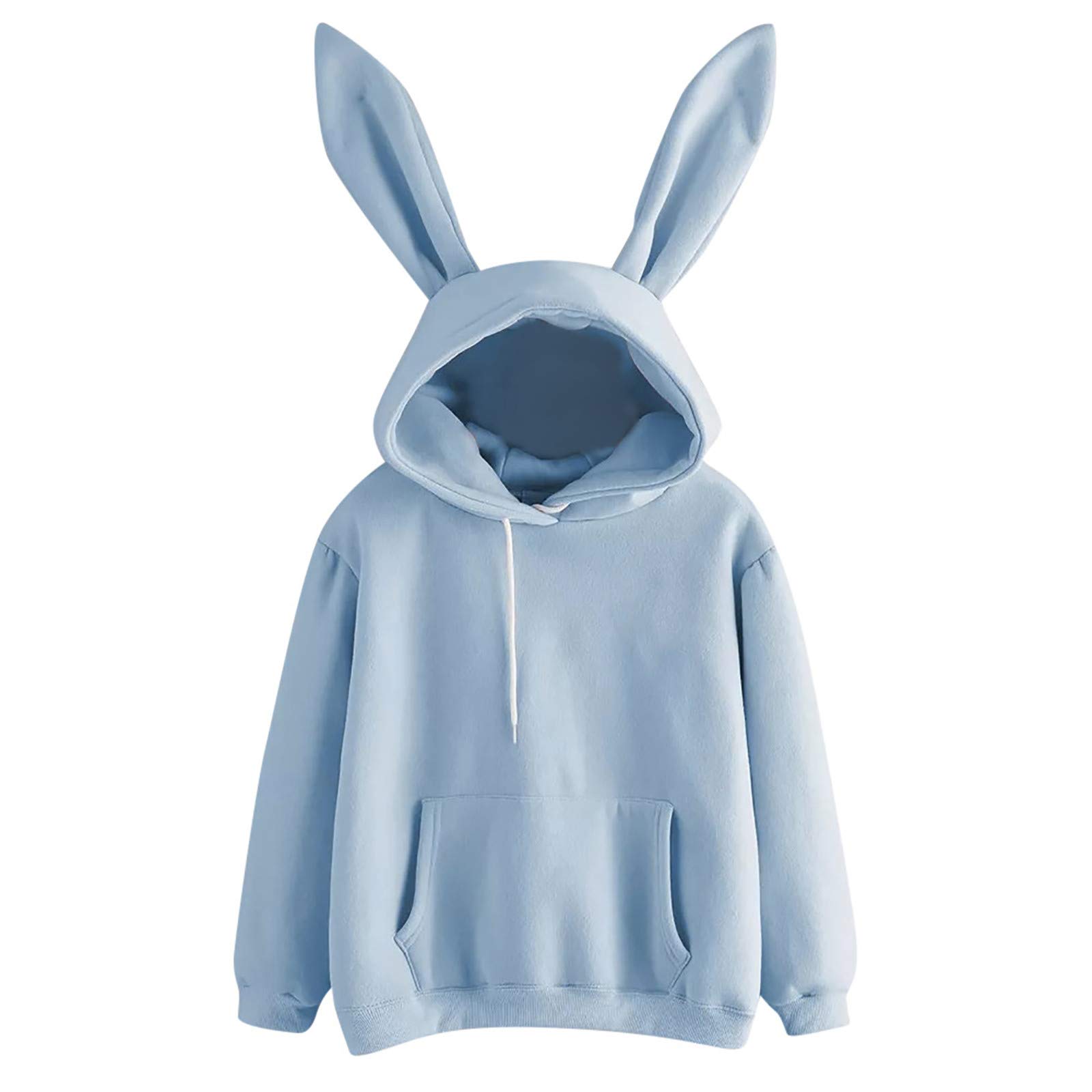 Cute Rabbit Hoodie for Women & Teens - Cozy Long Sleeve Pullover for Casual Wear
