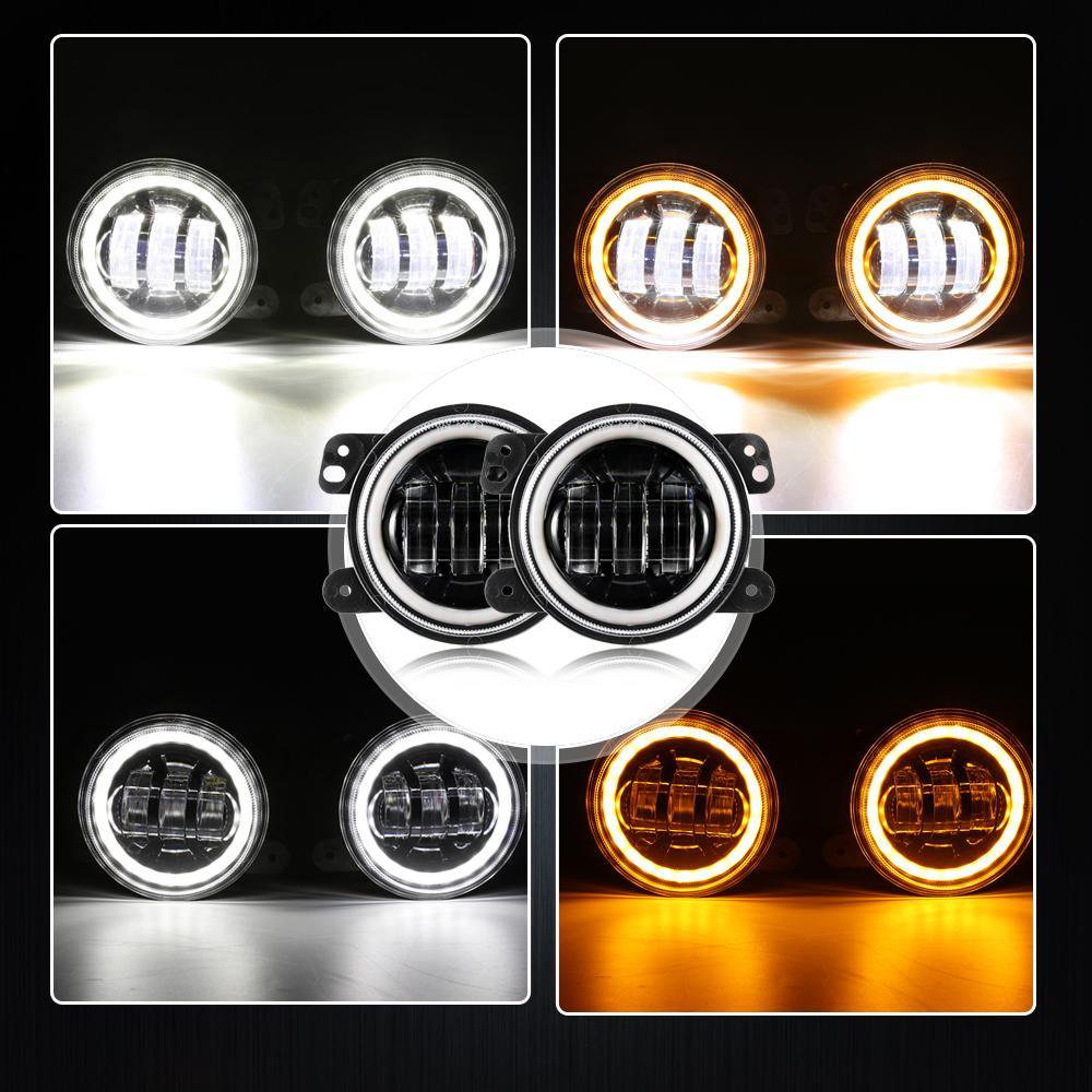 7'' LED Headlight with Halo Ring + 4'' LED Fog Light + LED Smoke Tail Light + Front Turn Signal & Side Marker Light Kit for Jeep Wrangler JK - Off-Road Adventure & Night Driving Upgrade