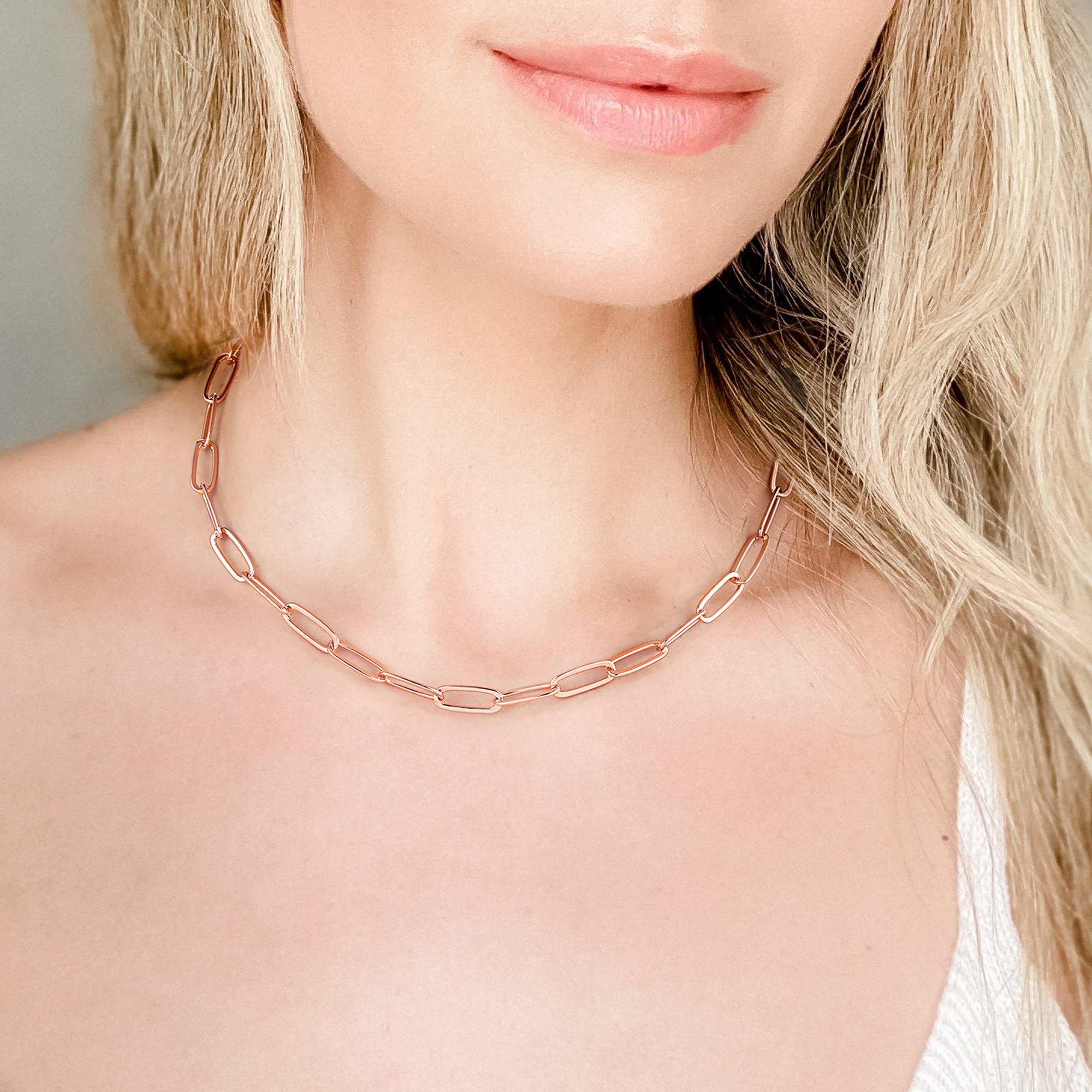 14K Gold Plated Layered Necklace for Women - Rose Gold Paperclip Chain with Toggle Clasp, Initial Pendant Jewelry | Perfect for Layering, Everyday Wear & Gift Giving