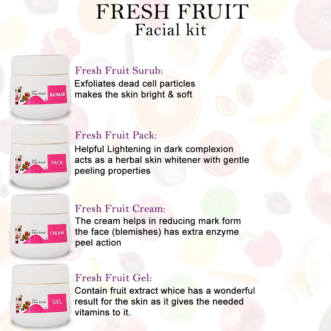 Herbdiva Fresh Fruit Facial Kit 130g with Aloe Vera & Fruit Enzymes - Insta Glow & Brightening Treatment for Radiant Skin | At-Home Spa & Self-Care Beauty Routine