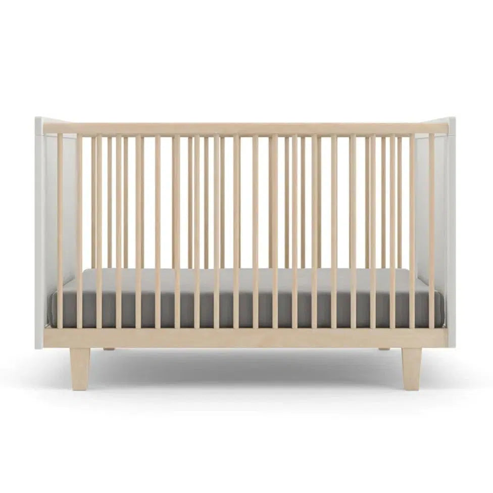 Rhea Crib in Birch & White - Modern Baby Crib for Nursery, Bedroom, and Daycare - Safe & Stylish Wooden Crib for Newborns & Toddlers