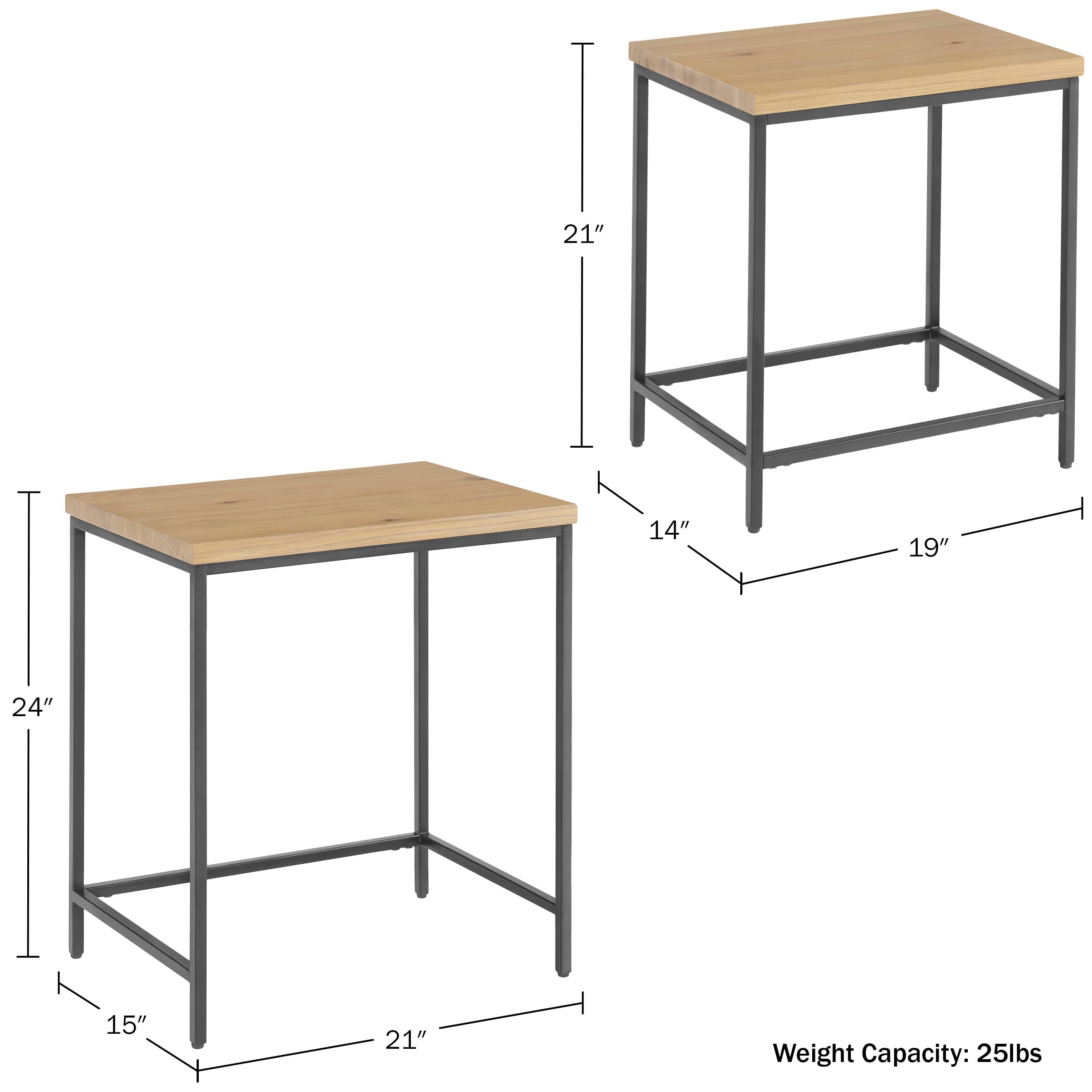 Lavish Home Nesting Side Tables - Set of 2 Modern End Tables with Wooden Tops & Metal Bases for Living Room, Bedroom or Home Office - Space Saving Accent Furniture (Oak) - Perfect for Small Spaces, Coffee Table Alternatives & Stylish Home Decor