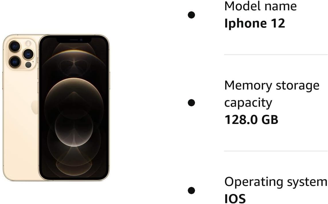 Apple iPhone 12 Pro 128GB Gold (Renewed) - Premium Refurbished Smartphone for Business, Travel & Daily Use