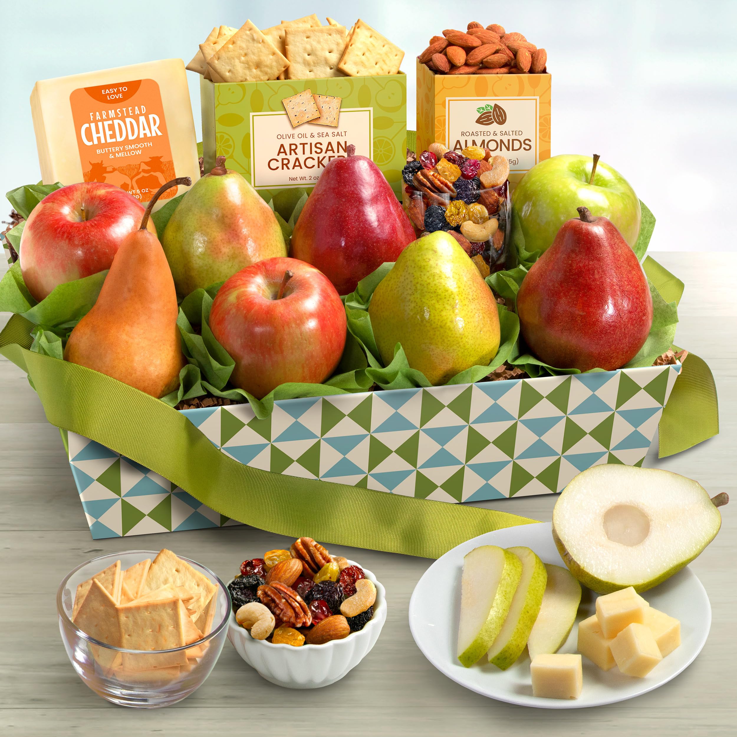 Fresh Fruit Gift Basket with Crackers & Nuts - Perfect for Holidays, Birthdays & Corporate Gifts