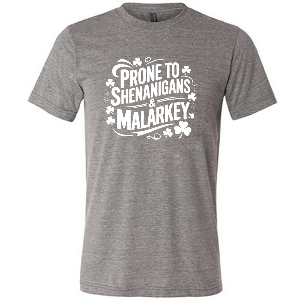 Funny Unisex T-Shirt - Prone To Shenanigans & Malarkey Design - Perfect for Casual Wear, Gifts & Humorous Occasions