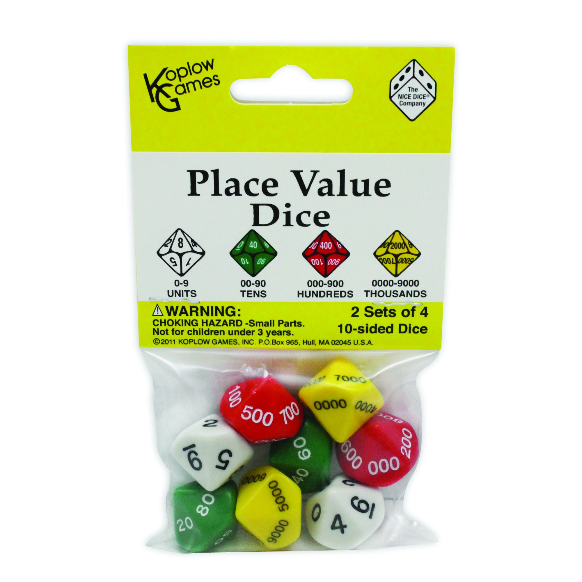 Koplow Place Value Dice 26mm for Math Classroom Learning