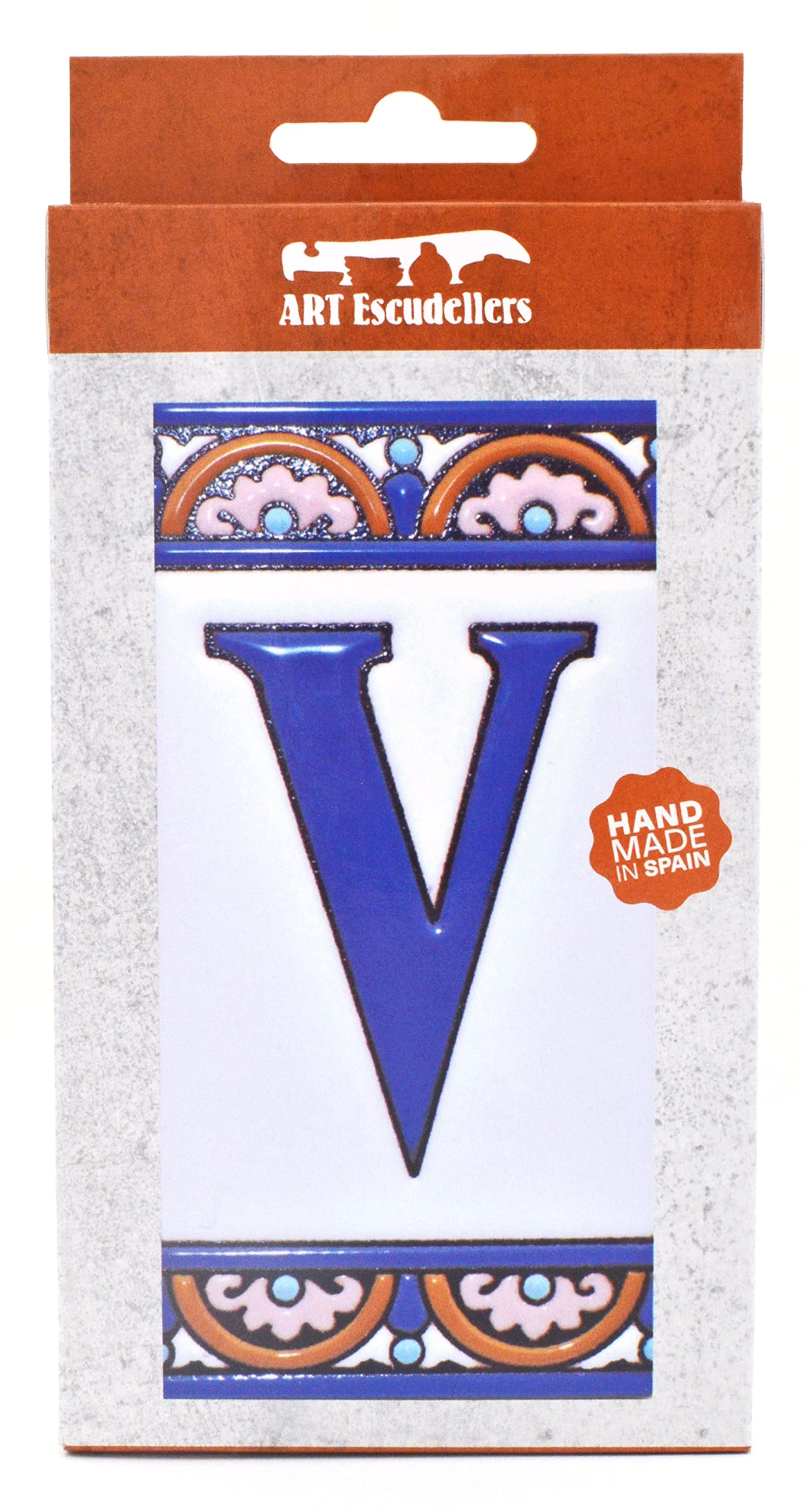6 Inch Handpainted House Letter Tiles - Custom Address Signs, Names & Numbers for Home Decor - Design ARCO GRANDE 5.86