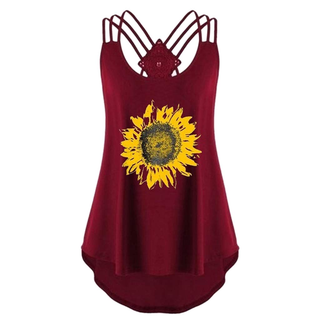 Women's Black Sunflower Print Strappy Tank Top - Sleeveless Cropped Compression Vest for Yoga, Gym & Summer Outfits