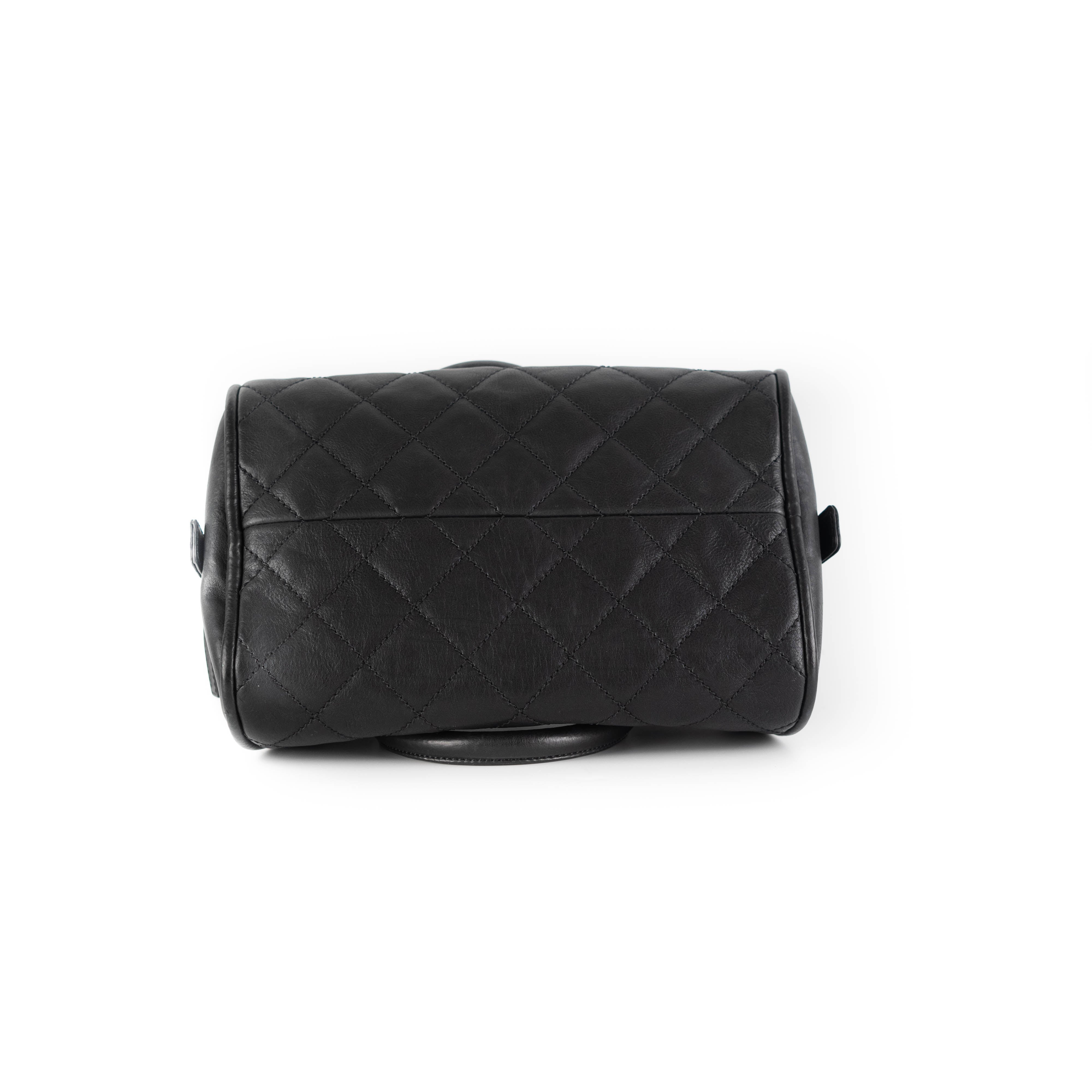 Chanel Black Leather Bowling Bag for Women - Stylish Handbag for Casual Outings, Shopping & Travel